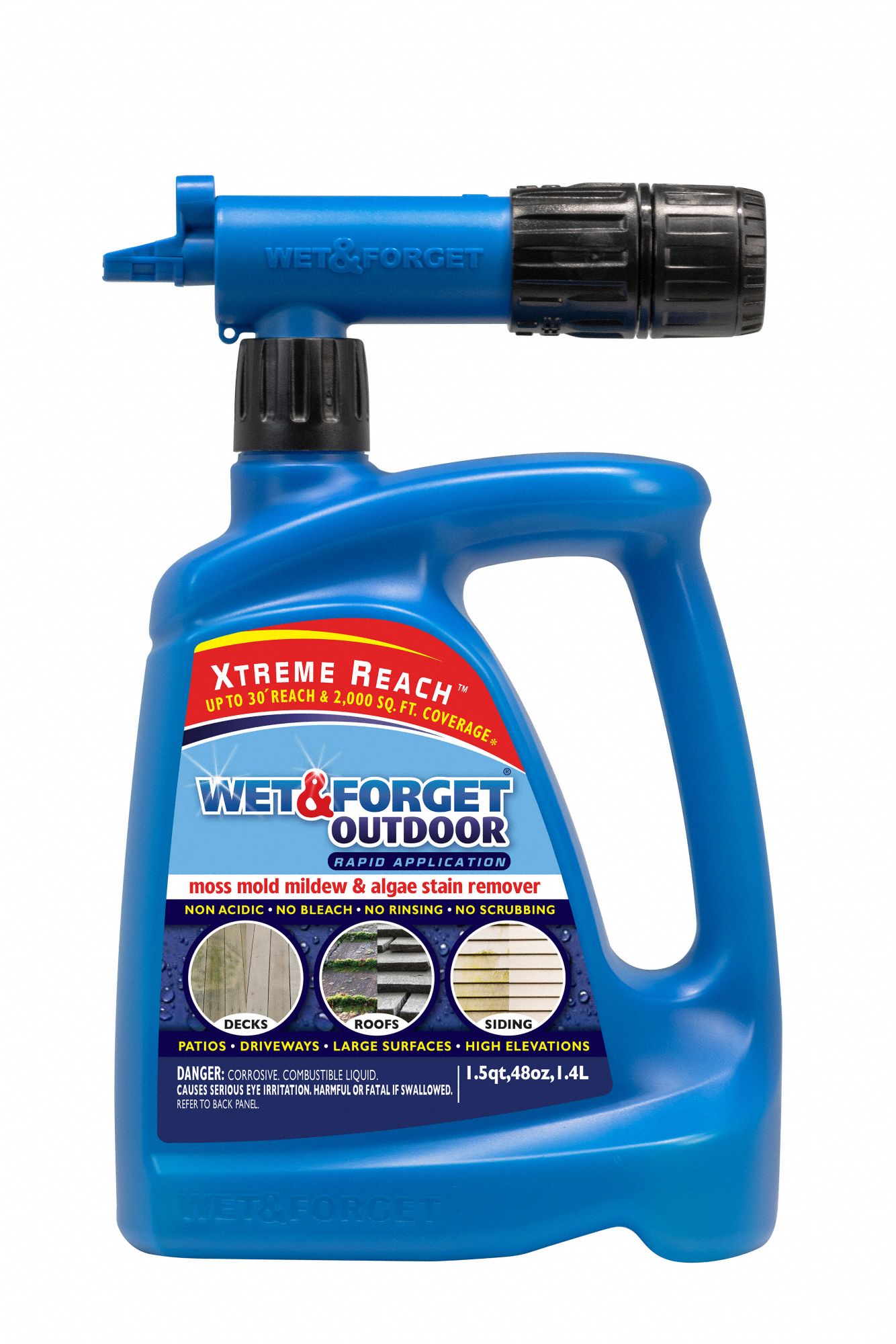 Mold and Mildew Remover: Hose End Connection Bottle, 48 oz Container Size, Liquid