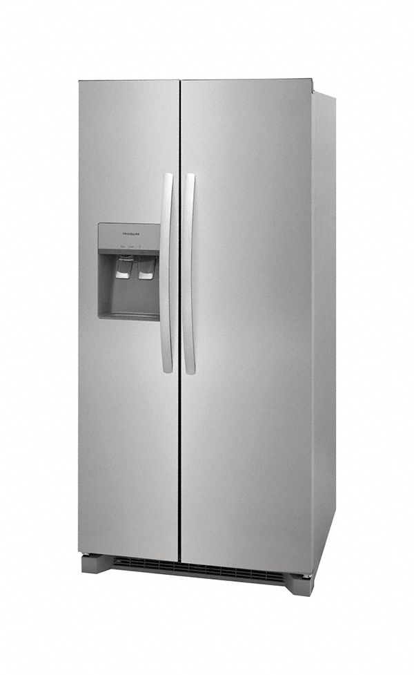 Side-by-Side Refrigerator: Stainless Steel, 22.3 cu ft Total Capacity, 5 Shelves