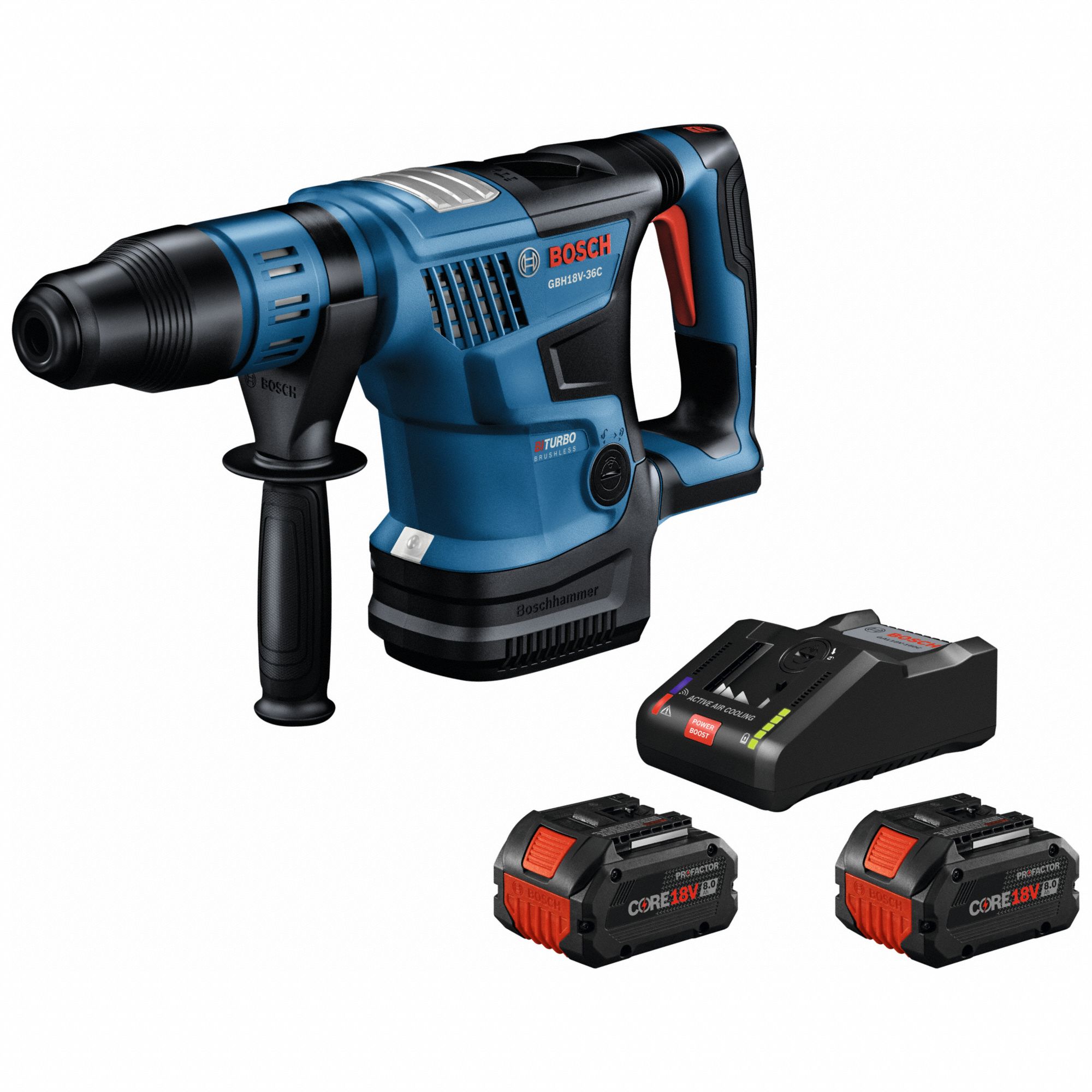 Rotary Hammer: D-Handle, 18V DC, SDS-Max, 1 9/16 in max, 8.0 Ah, 5.2 ft-lb, 2, 900 bpm