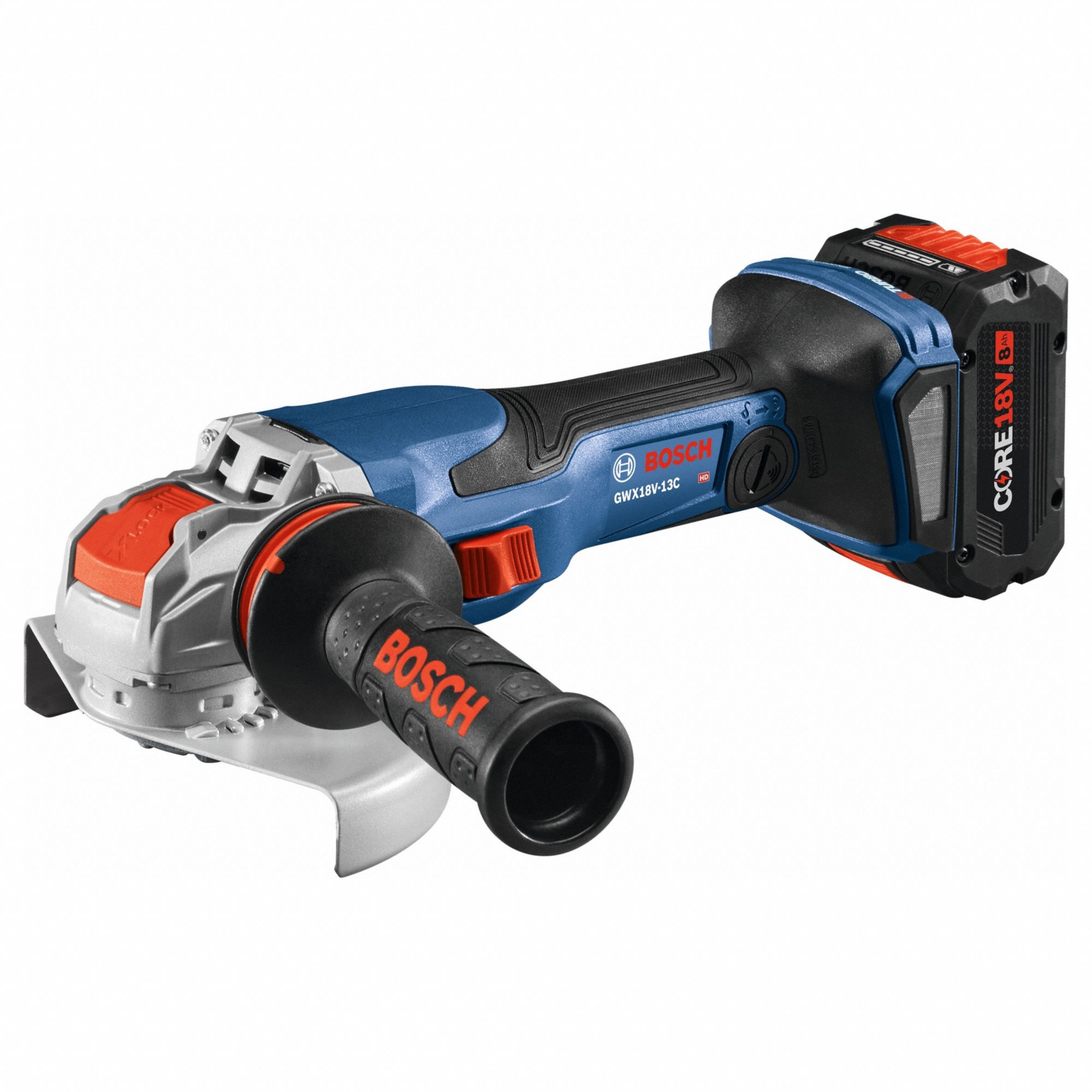 Angle Grinder: 5 in_6 in Wheel Dia, Brushless Motor, 8.0 Ah, 18V DC, Std Head, Barrel Grip Grip