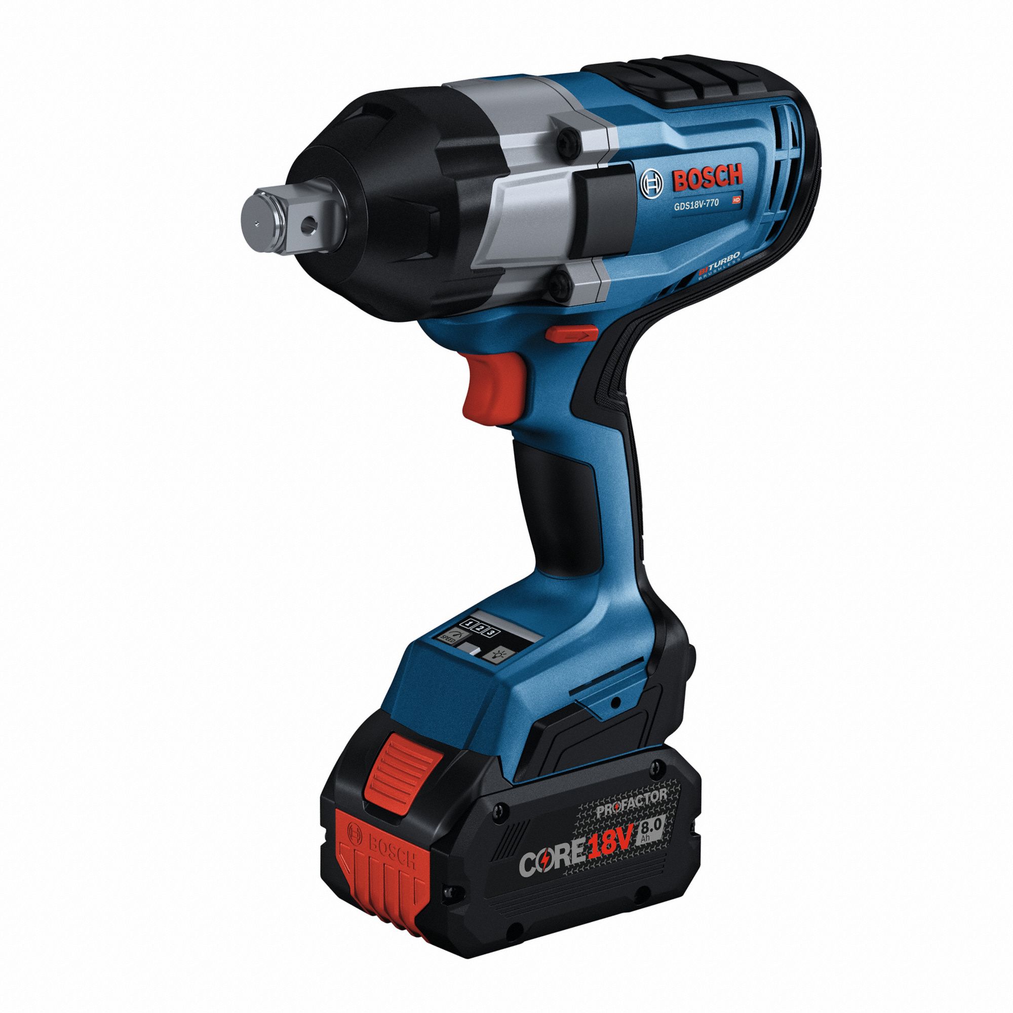 BOSCH Impact Wrench 3/4 in Square Drive Size, 770 ftlb Fastening Torque, 1,250 ftlb Breakaway