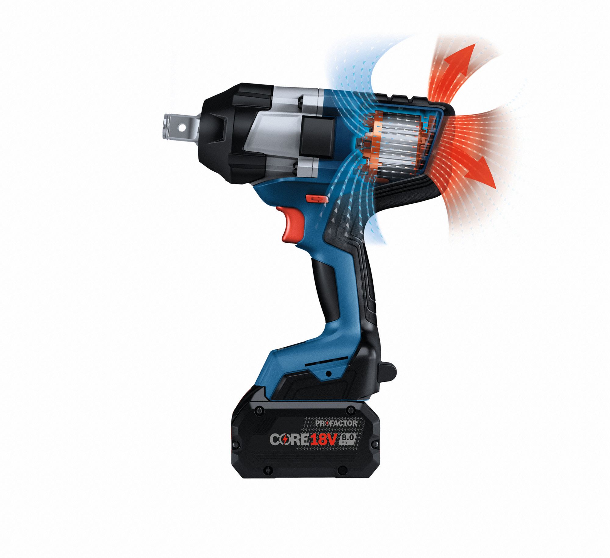 BOSCH Impact Wrench 3/4 in Square Drive Size, 770 ftlb Fastening Torque, 1,250 ftlb Breakaway