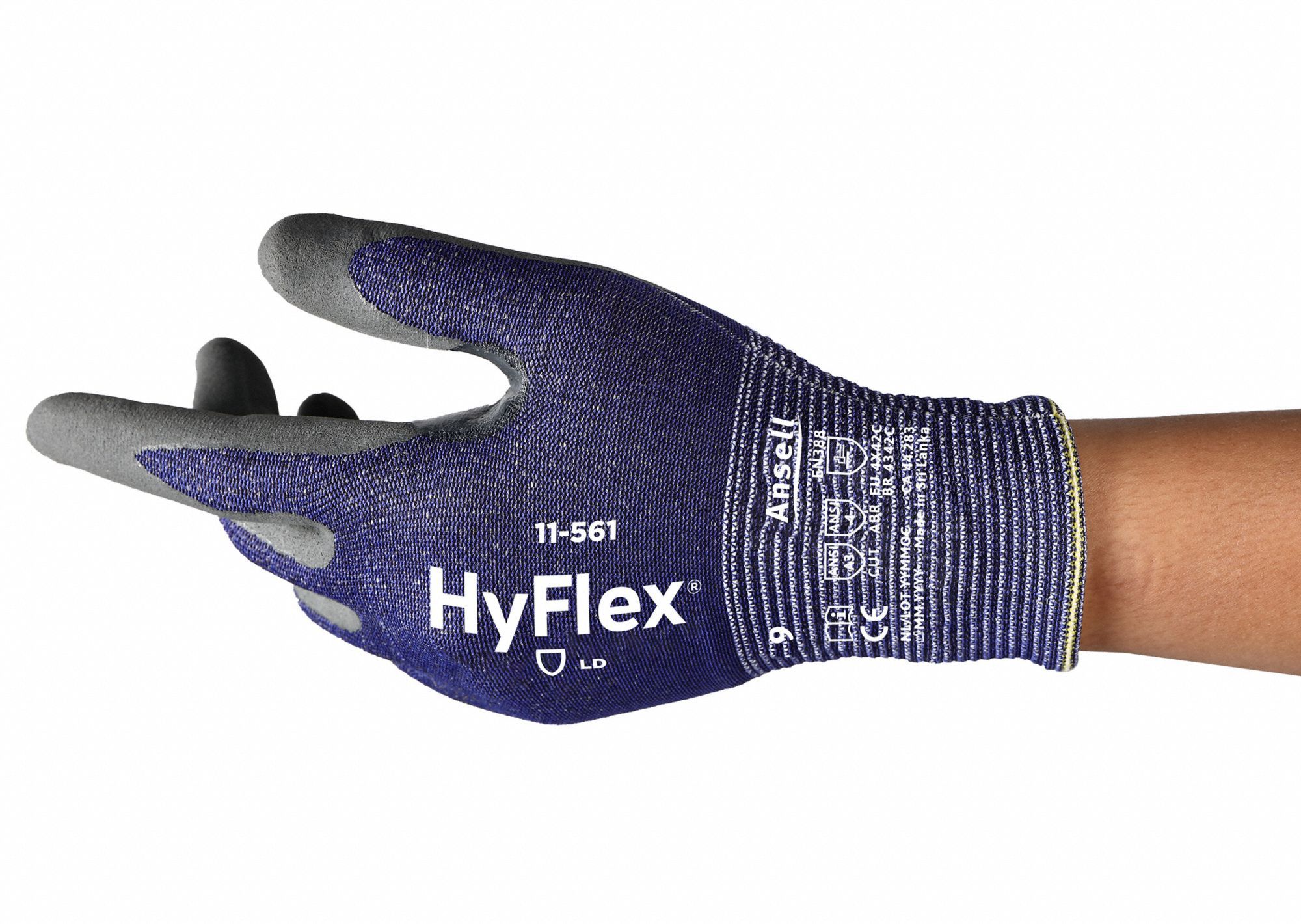 Knit Gloves: L ( 9 ), ANSI Cut Level A3, Palm, Dipped, Nitrile, Intercept™ ( 15 ga ), 1 PR
