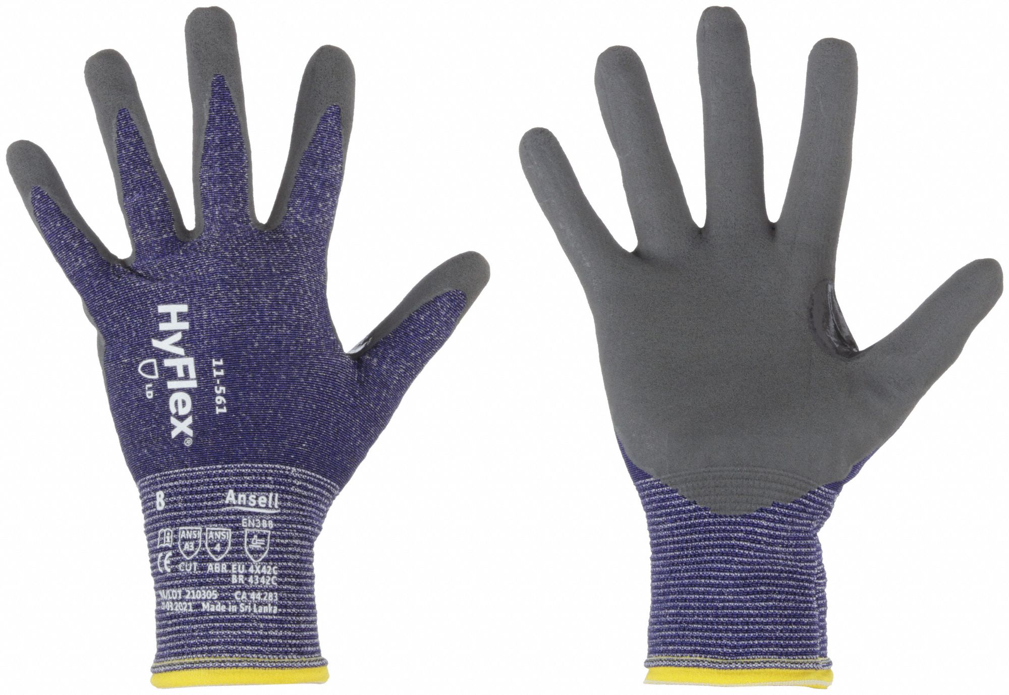 KNIT GLOVES, XS (6), ANSI CUT LEVEL A3, DIPPED PALM, NITRILE, INTERCEPT, 15 GA