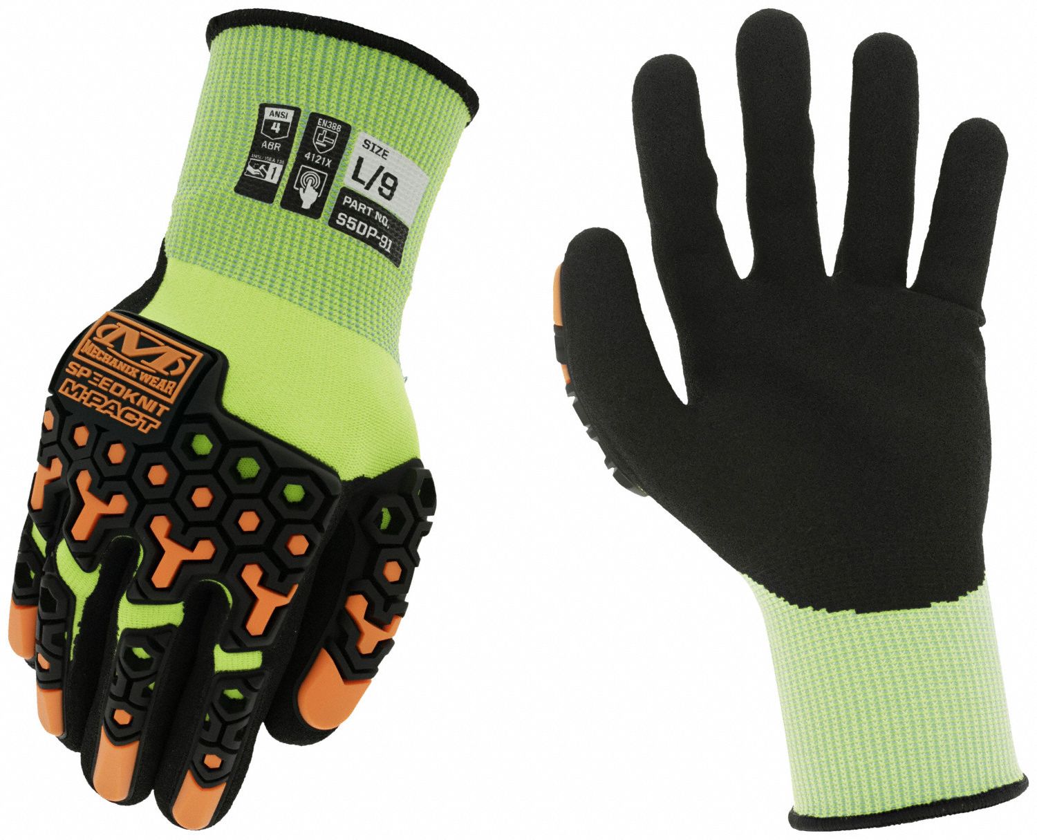 KNIT GLOVES, XXL, FLUORESCENT YELLOW, 12 IN LONG, 15 GA THICK, NYLON