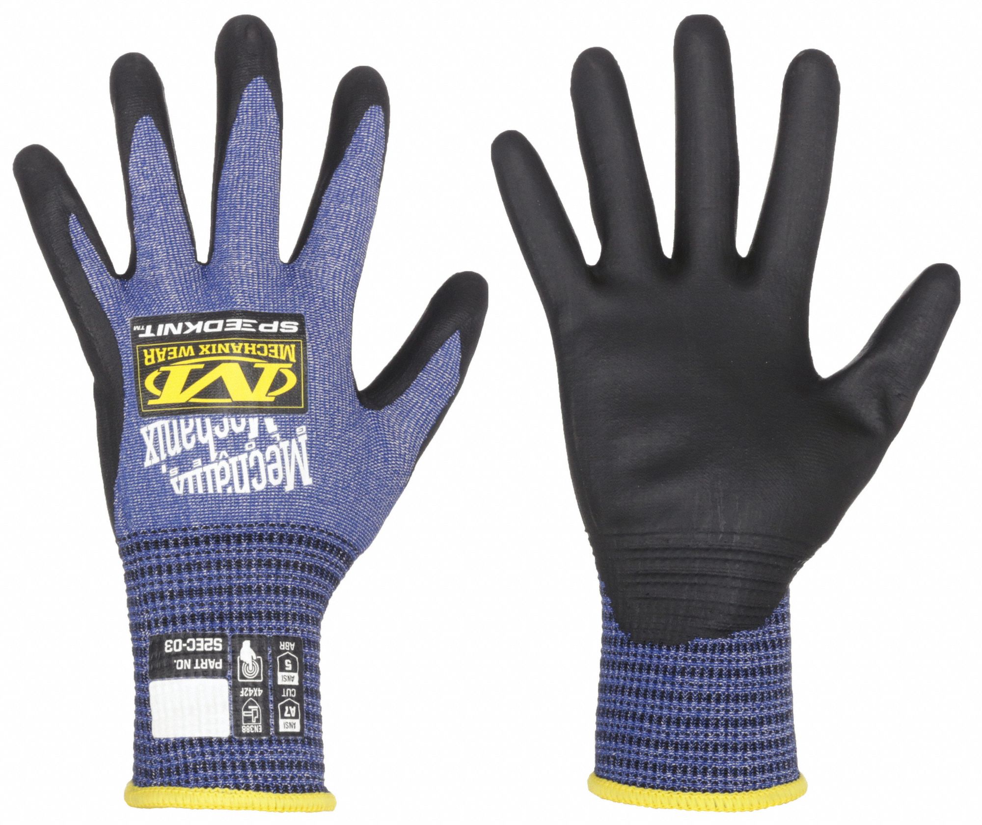 COATED GLOVES, XL, BLUE, 12 IN, 18 GA, HPPE/TUNGSTEN/WATER-BASED URETHANE