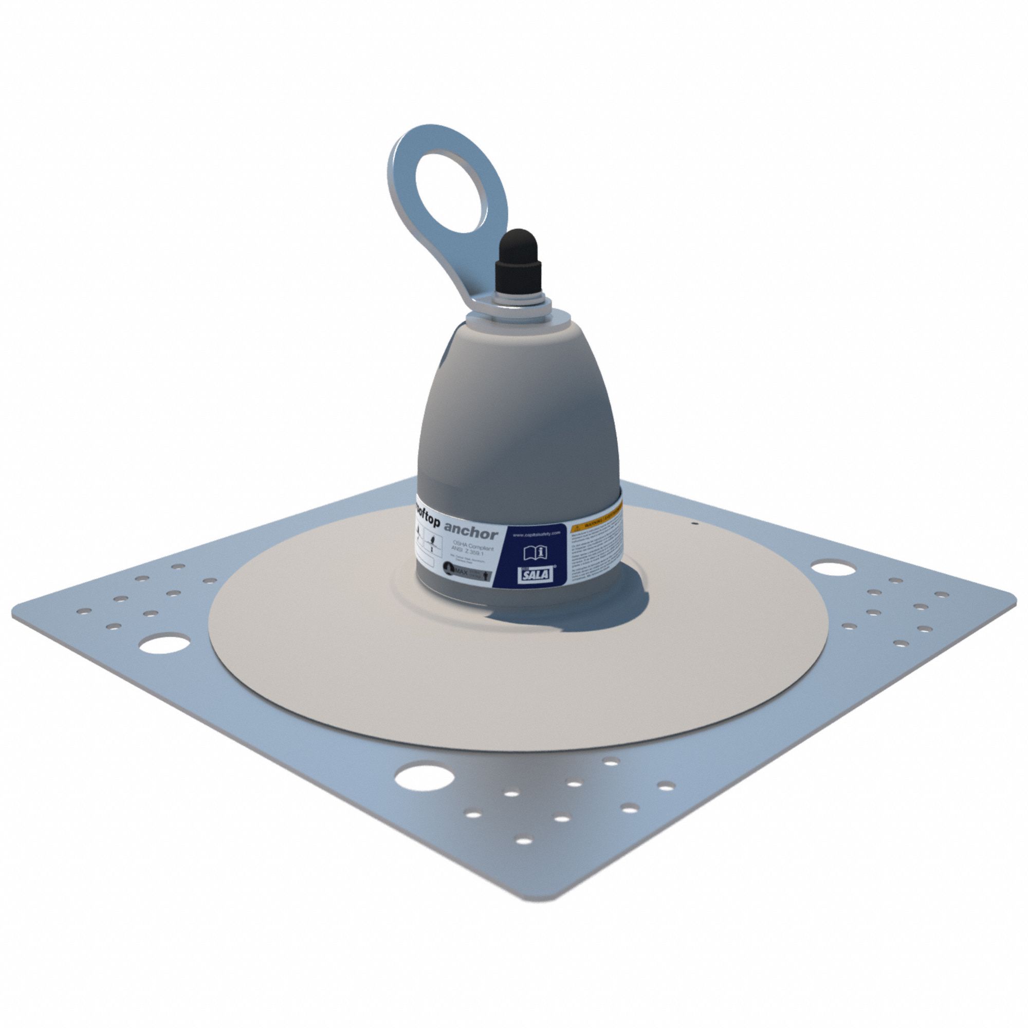 Roof Top Anchor: 310 lb Capacity, For Concrete/Wood, Flat/Inclined Roofs, Swivel D-Ring, Steel