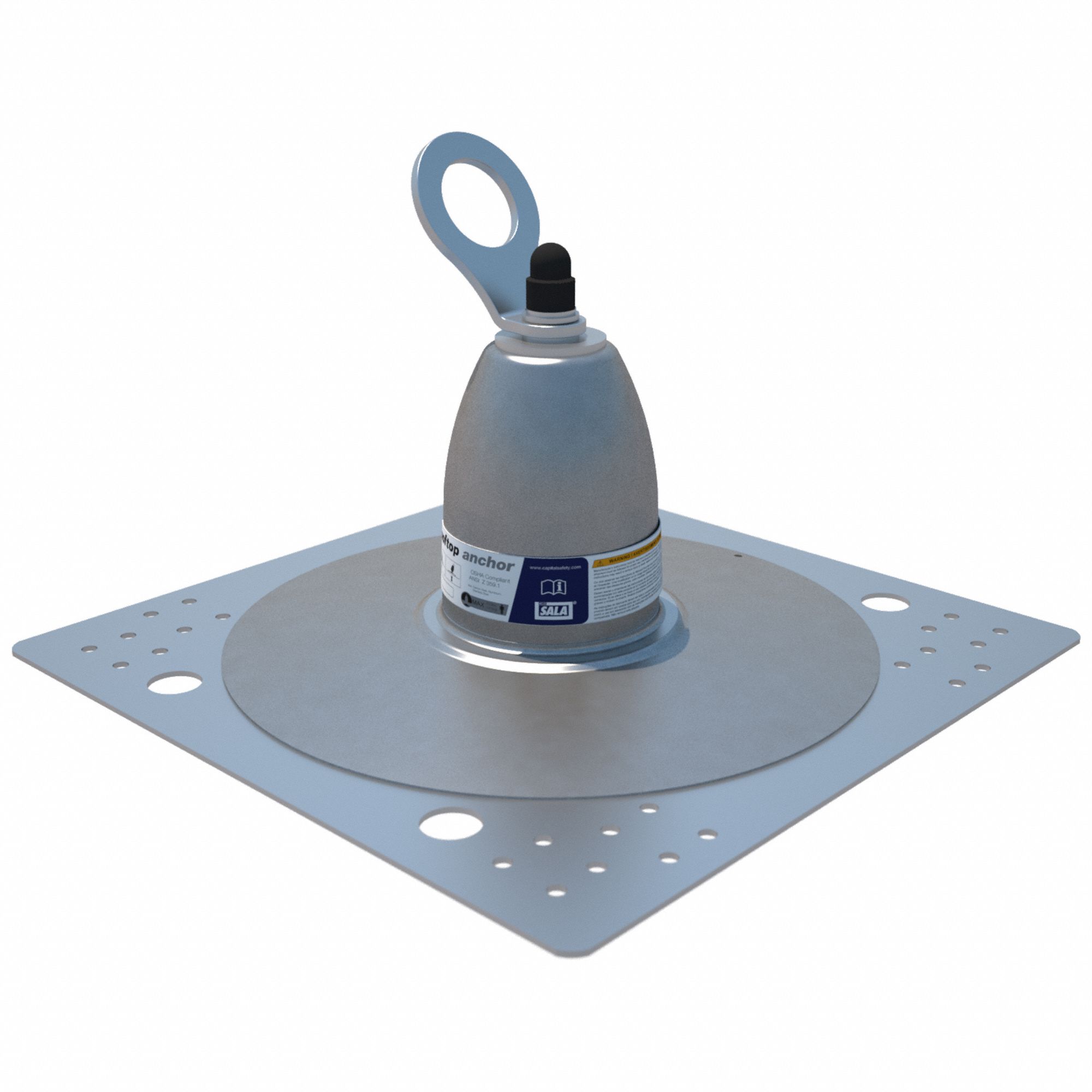Roof Top Anchor: 310 lb Capacity, For Concrete/Wood, Flat/Inclined Roofs, Swivel D-Ring, Steel