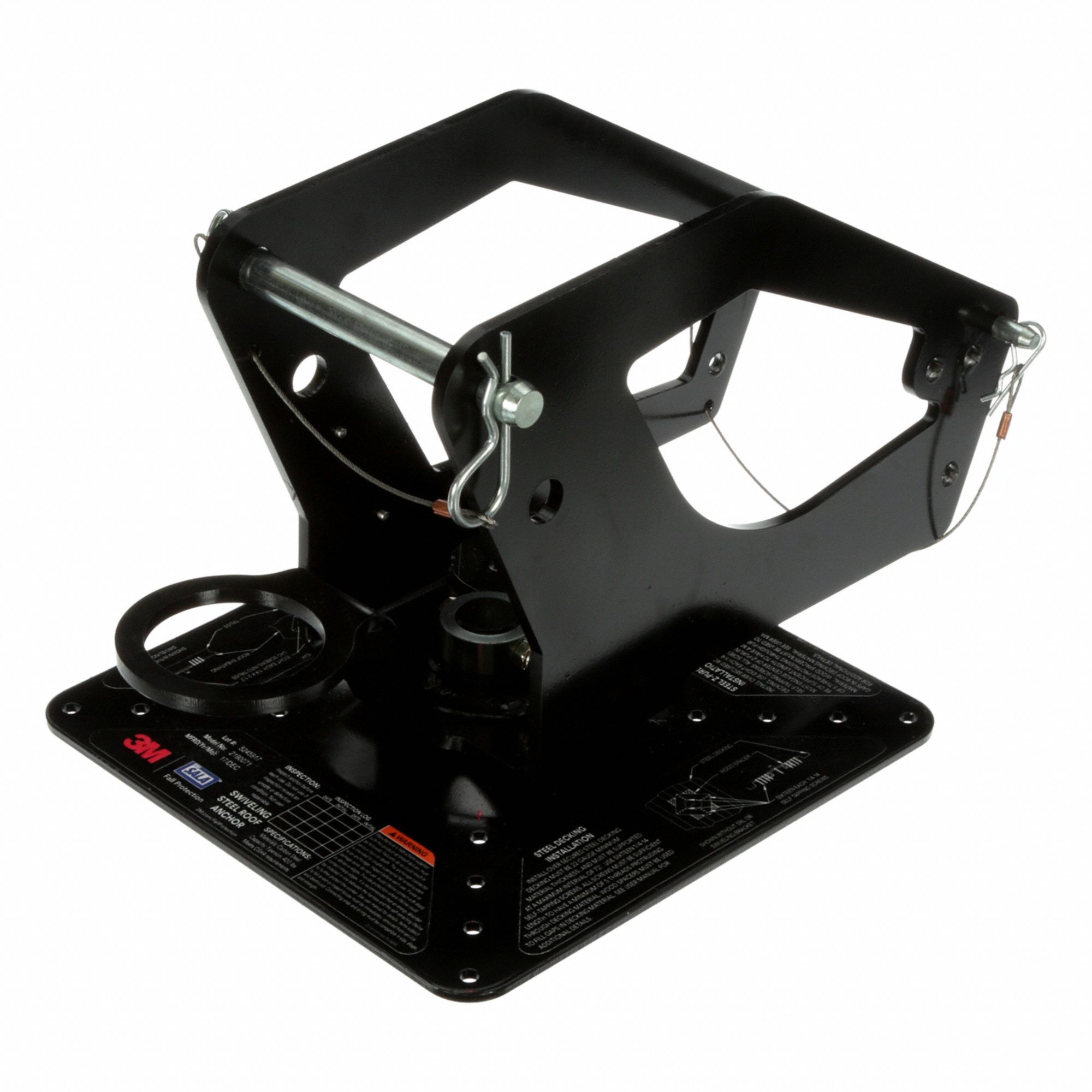 Roof Anchor: 420 lb Capacity, For Concrete/Wood, Flat/Inclined Roofs, Tie-Off, SRL Bracket, Steel