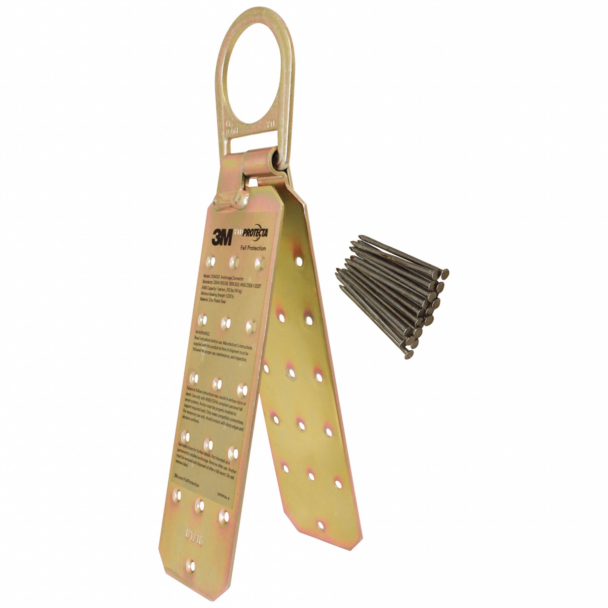 ANCRAGE DE TOIT, CAPACITÉ DE 310LB, POUR BÉTON/BOIS, TOITS PLATS/INCLINÉS, À CLOUS, ANNEAU EN D