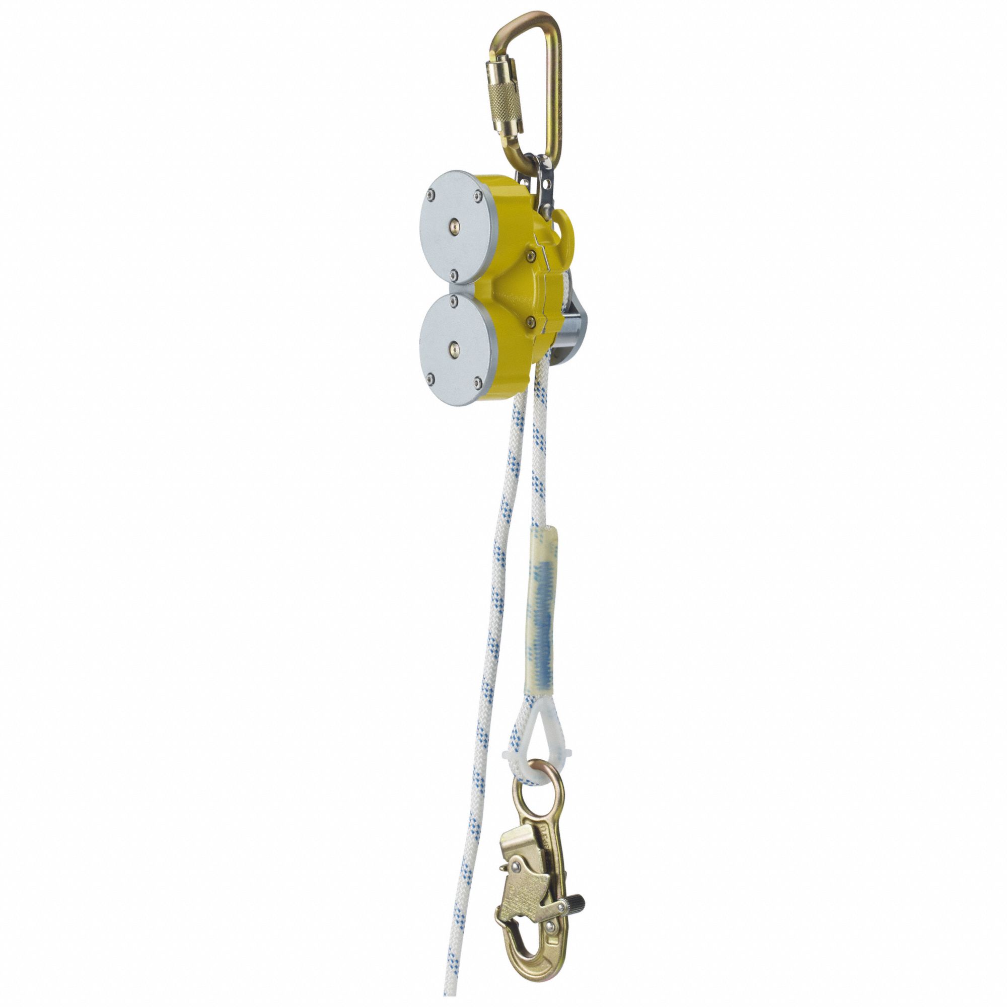 RESCUE AND DESCENT DEVICE, LOWER, CARABINER, SNAP HOOK, 100 FT MAX WORKING L, YELLOW