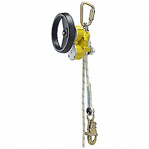 RESCUE AND DESCENT DEVICE, LOWER, CARABINER, SNAP HOOK, 200 FT MAX WORKING L, YELLOW