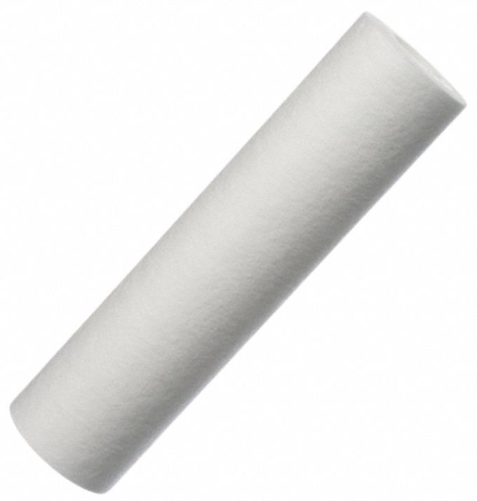 Water Filter Cartridge: 5 micron, 5 gpm, 10, 000 gal, 10 in Overall Ht, 2 1/2 in Overall Dia