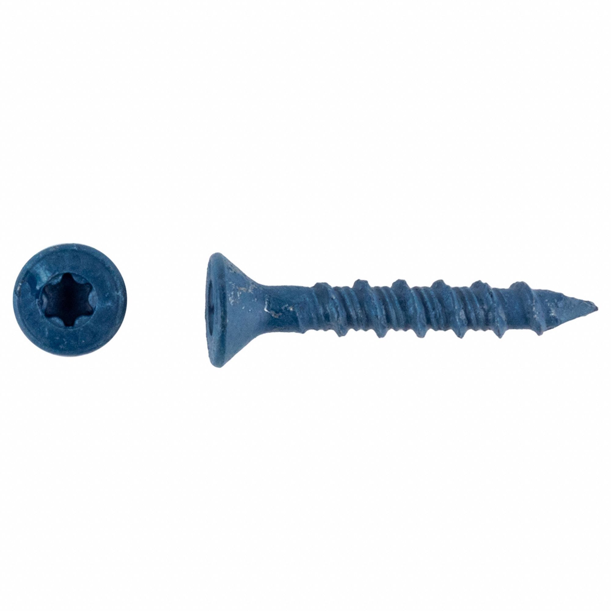 TAPCON Concrete Anchor Screw: 1 1/4 in Overall Lg, 3/16 in Dia, Steel,  Climaseal, Torx, Flat, 100 PK