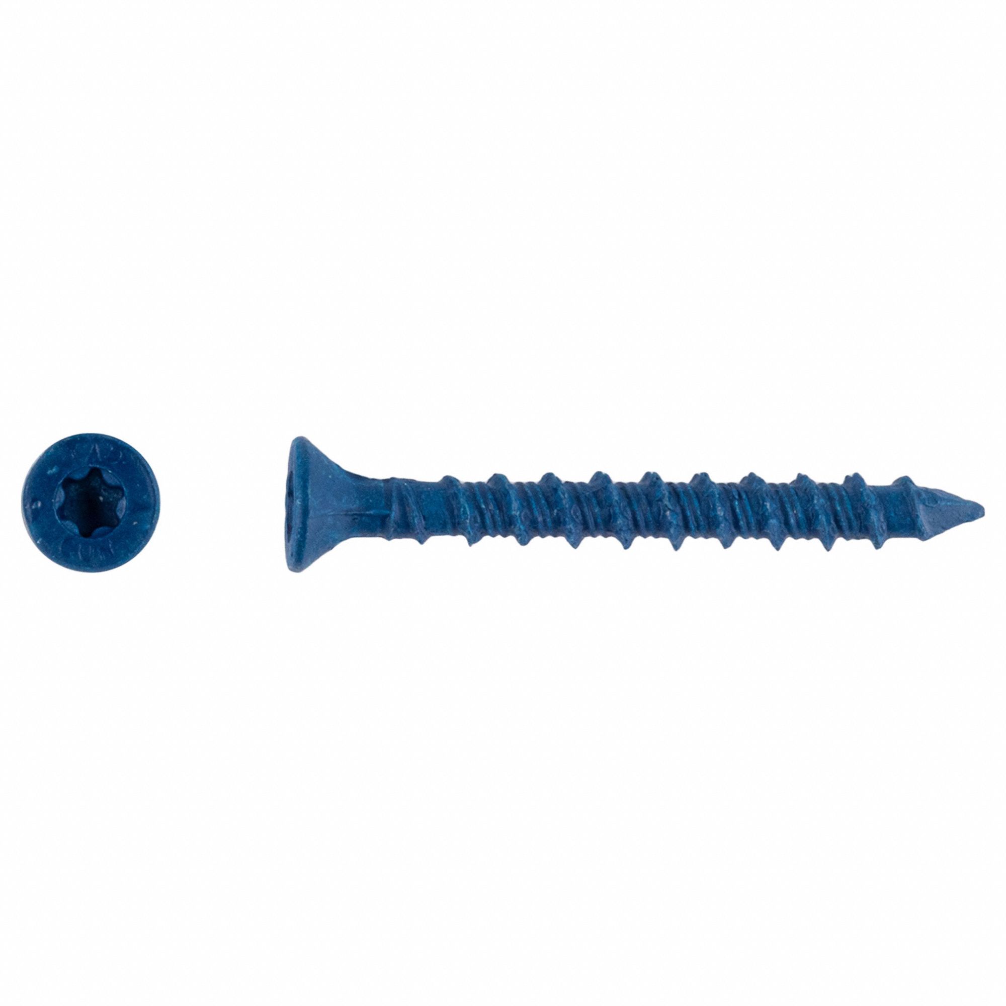 Concrete Anchor Screw: 1 3/4 in Overall Lg, 3/16 in Dia, Steel, Torx, Flat, Steel, 100 PK