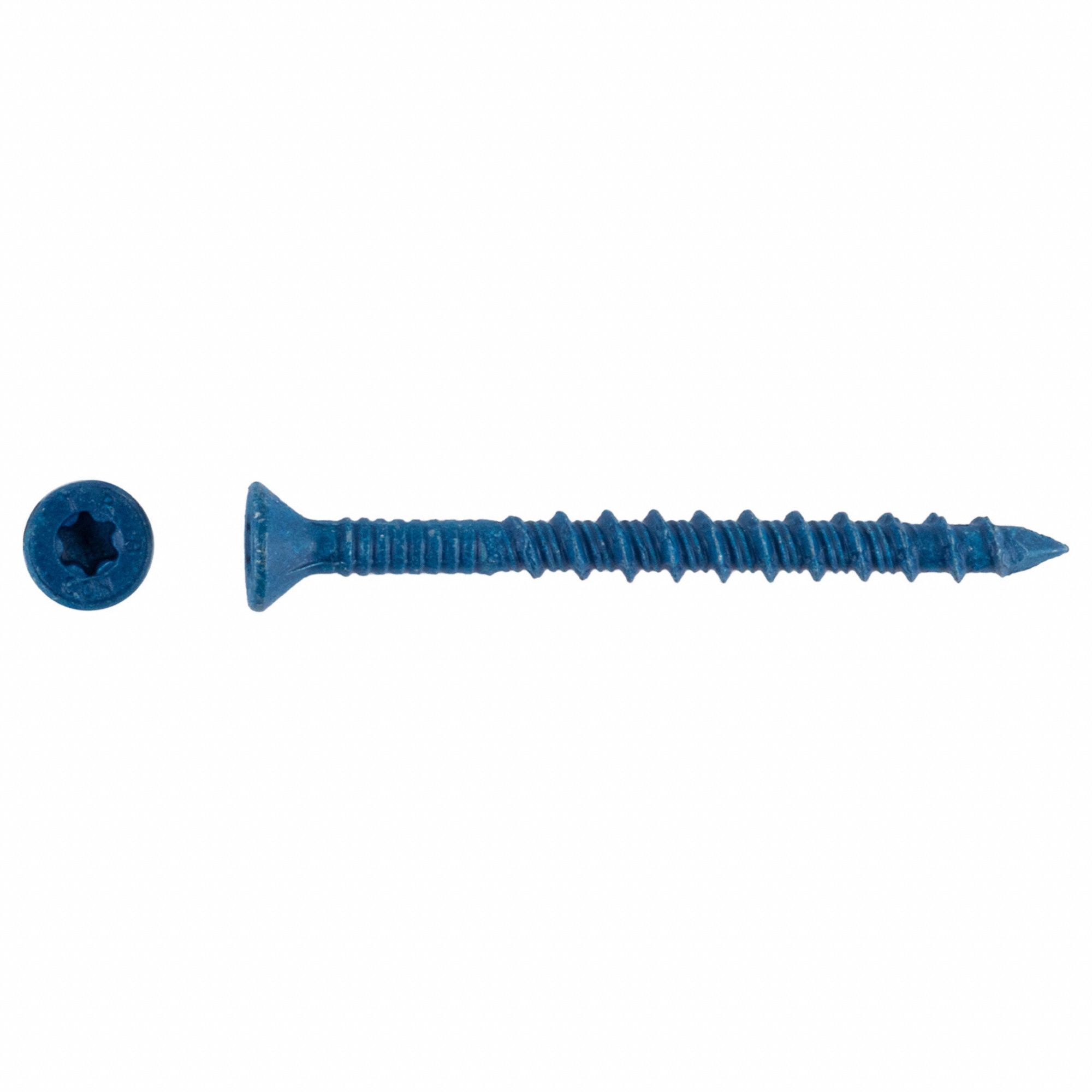 Concrete Anchor Screw: 2 1/4 in Overall Lg, 3/16 in Dia, Steel, Torx, Flat, Steel, 100 PK