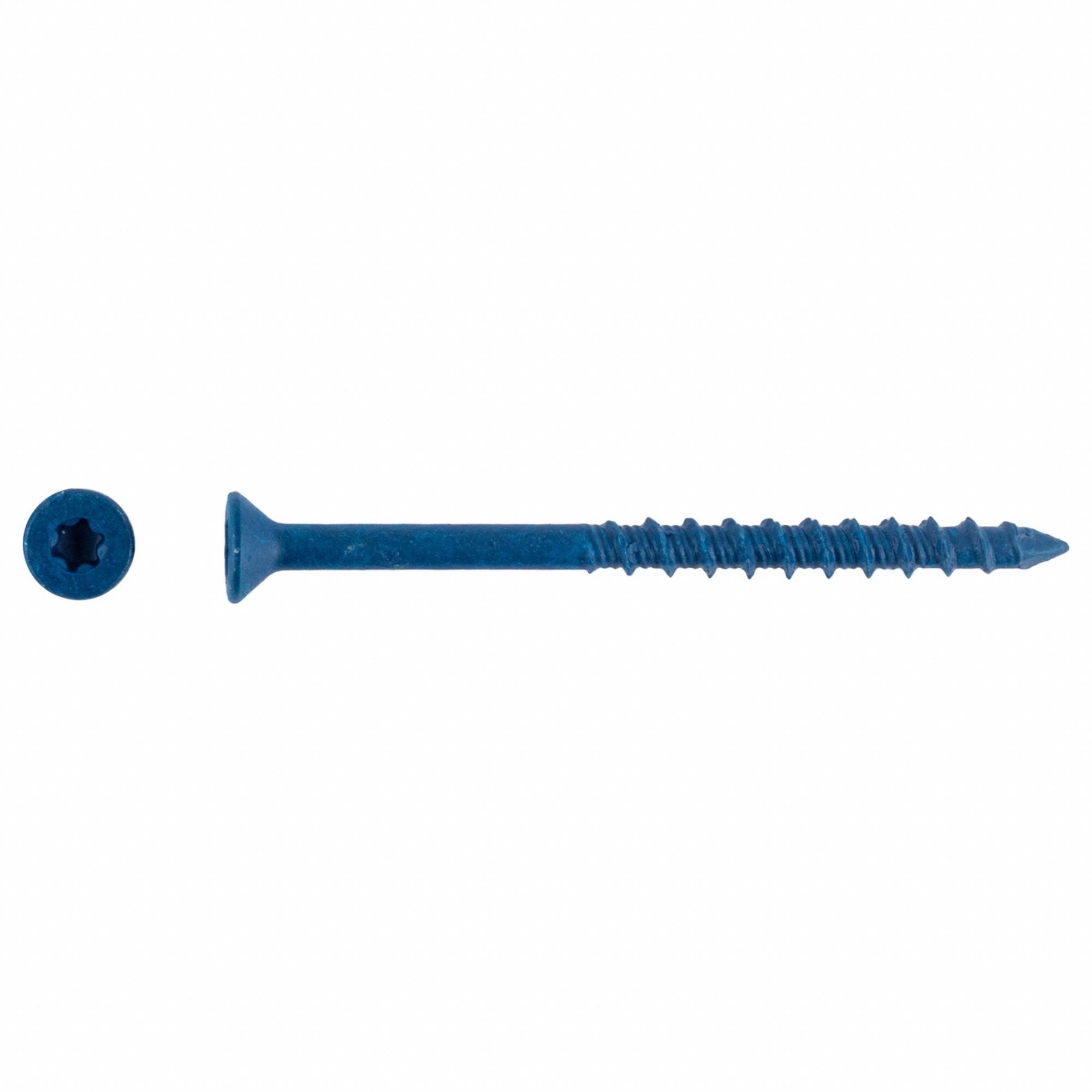 Concrete Anchor Screw: 2 3/4 in Overall Lg, 3/16 in Dia, Steel, Torx, Flat, Steel, 100 PK