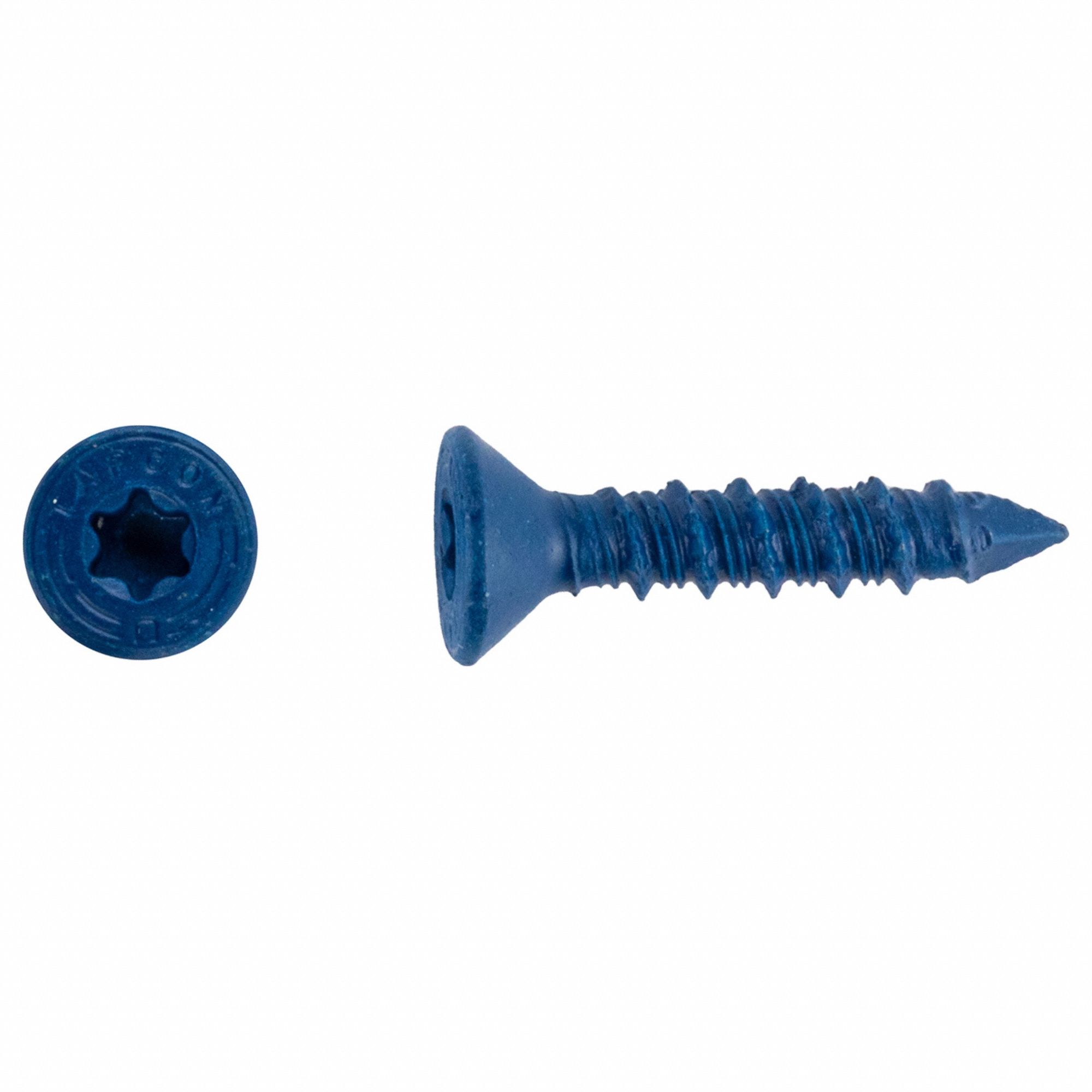 Concrete Anchor Screw: 1 1/4 in Overall Lg, 1/4 in Dia, Steel, Torx, Flat, Steel, 100 PK
