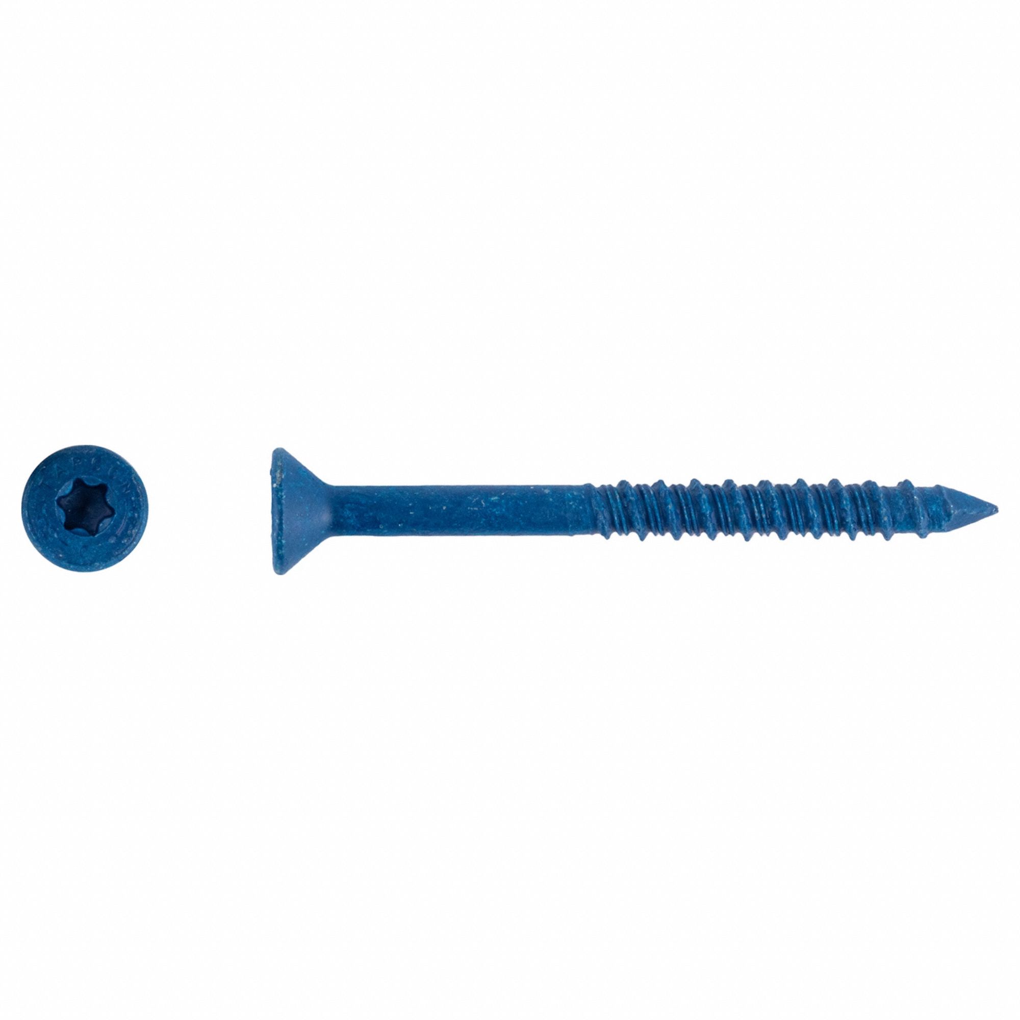 Concrete Anchor Screw: 2 3/4 in Overall Lg, 1/4 in Dia, Steel, Torx, Flat, Steel, 100 PK