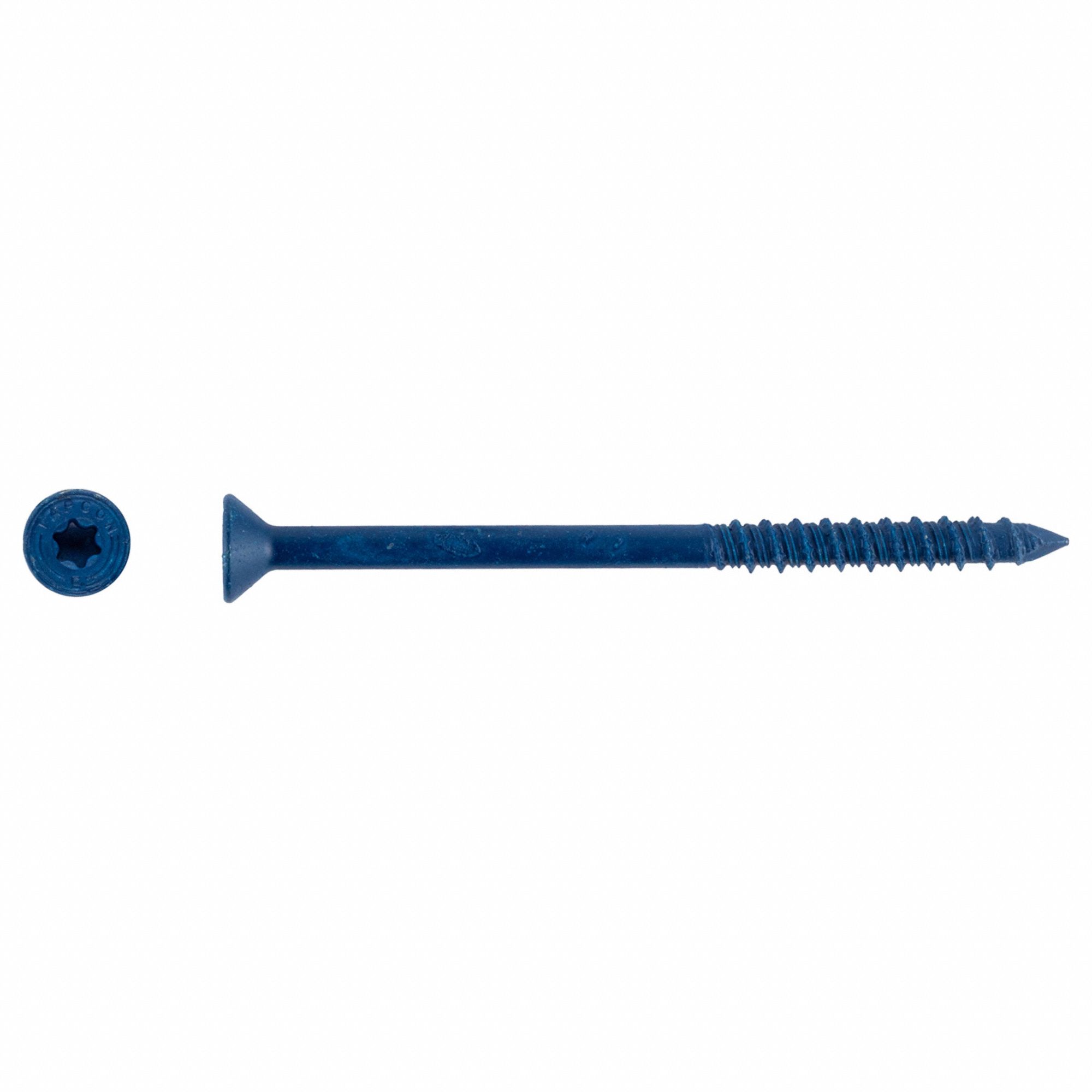 Concrete Anchor Screw: 3 3/4 in Overall Lg, 1/4 in Dia, Steel, Torx, Flat, Steel, 100 PK