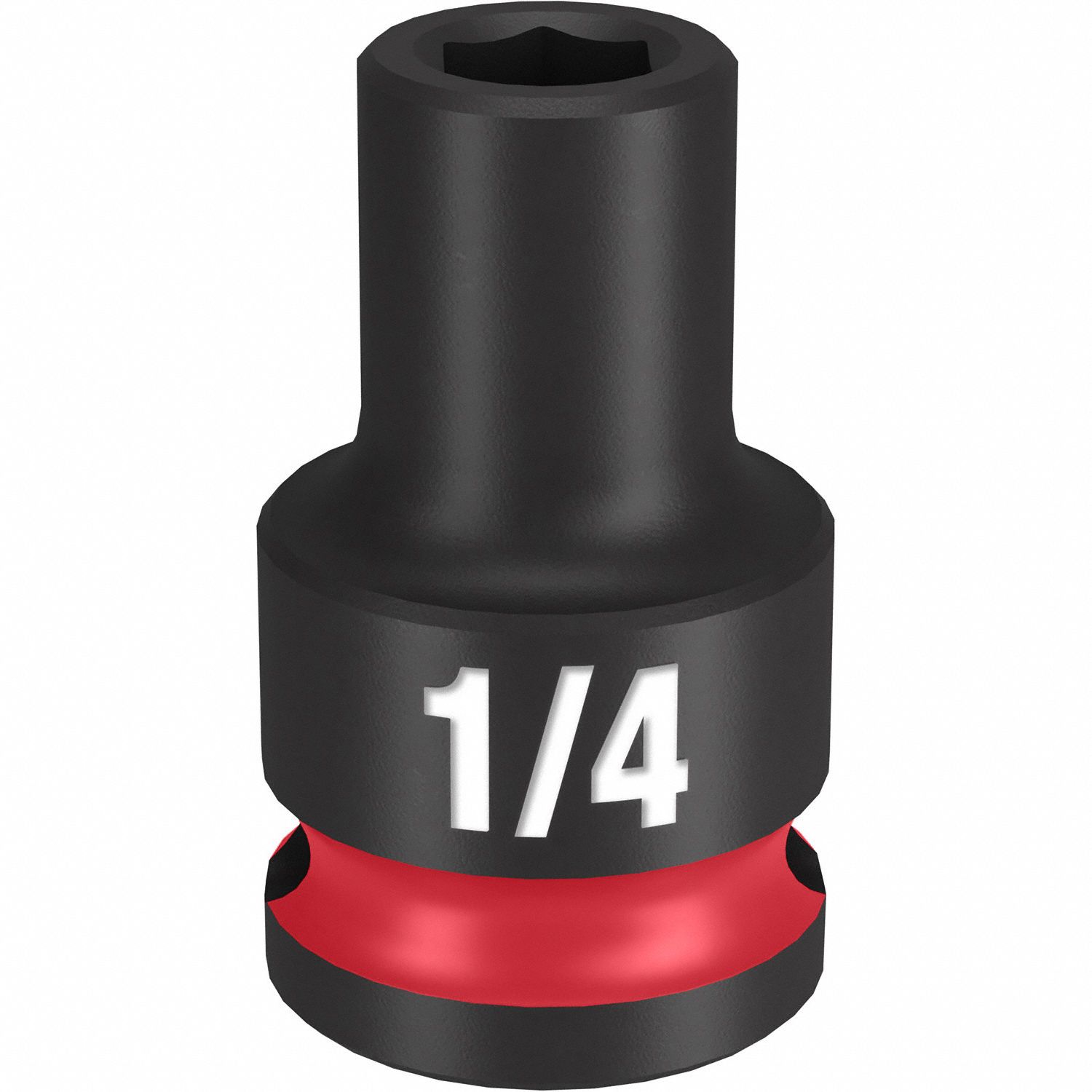 Standard Impact Socket: 3/8 in Drive Size, SAE, 1/4 in Socket Size, 6-Point, Std, Friction