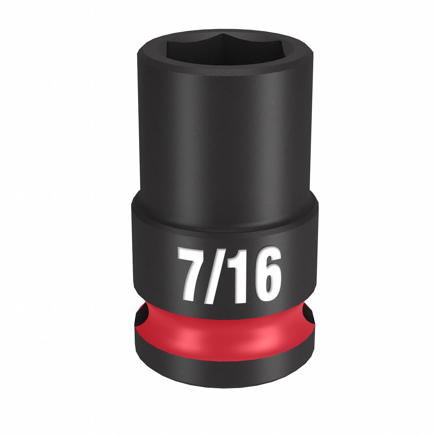 Standard Impact Socket: 3/8 in Drive Size, SAE, 7/16 in Socket Size, 6-Point, Std