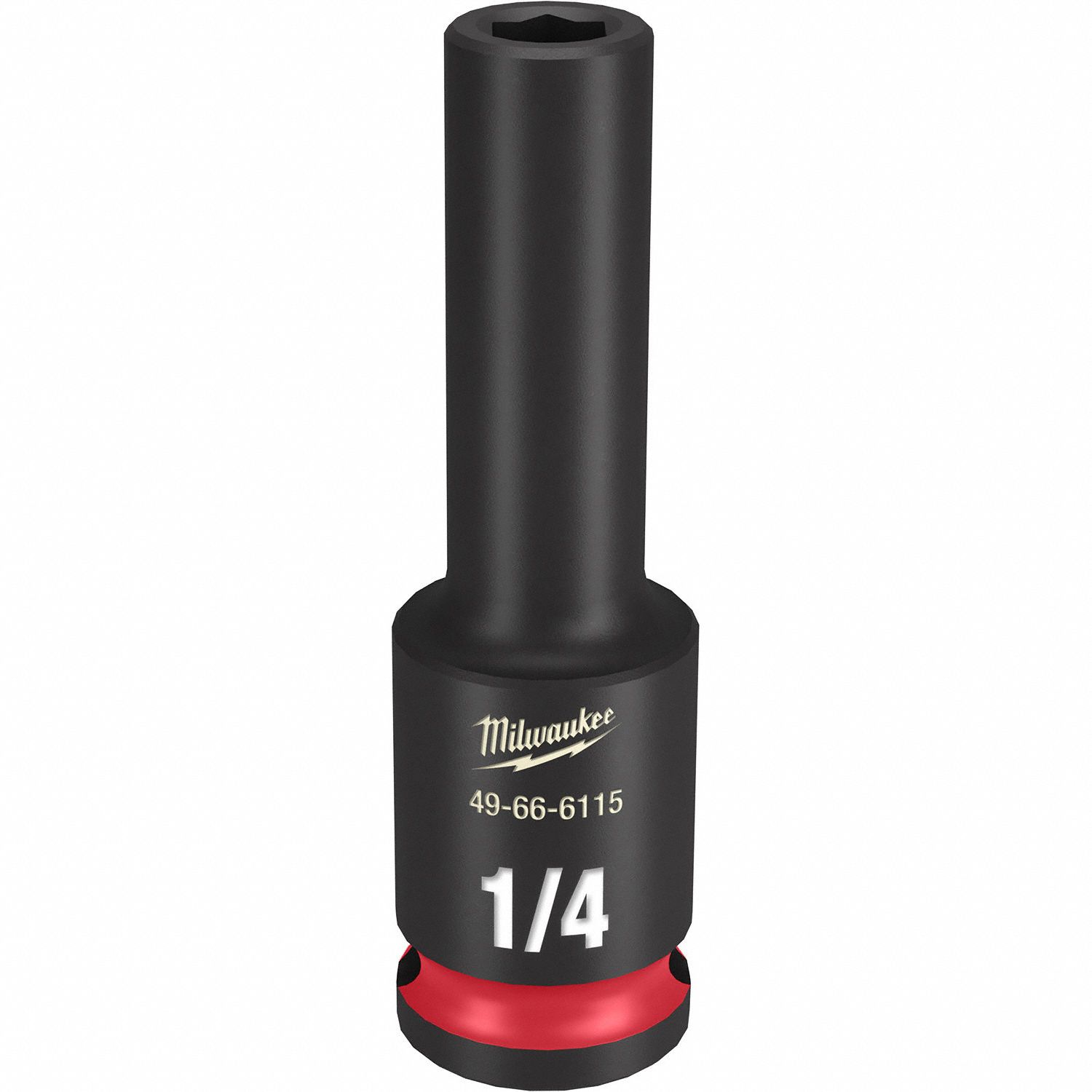 Deep Impact Socket: 3/8 in Drive Size, SAE, 1/4 in Socket Size, 6-Point, Deep, Friction