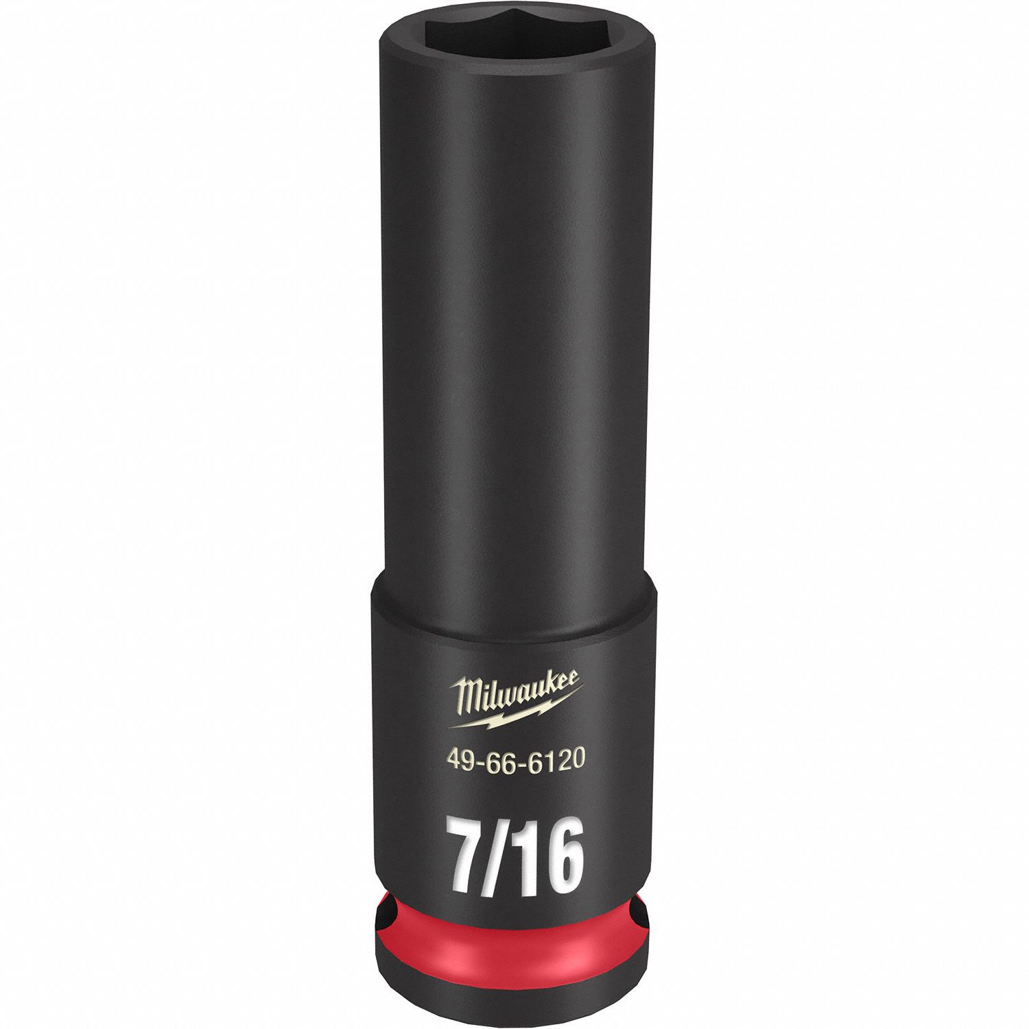 Deep Impact Socket: 3/8 in Drive Size, SAE, 7/16 in Socket Size, 6-Point, Deep, Friction