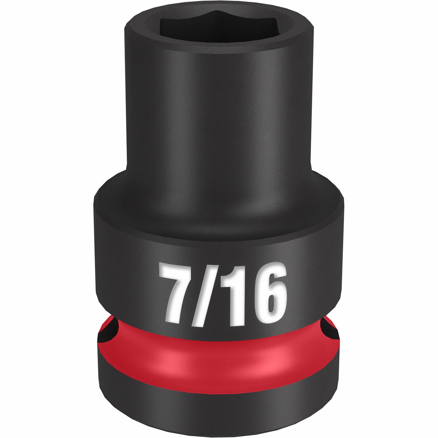 Standard Impact Socket: 1/2 in Drive Size, SAE, 7/16 in Socket Size, 6-Point, Std
