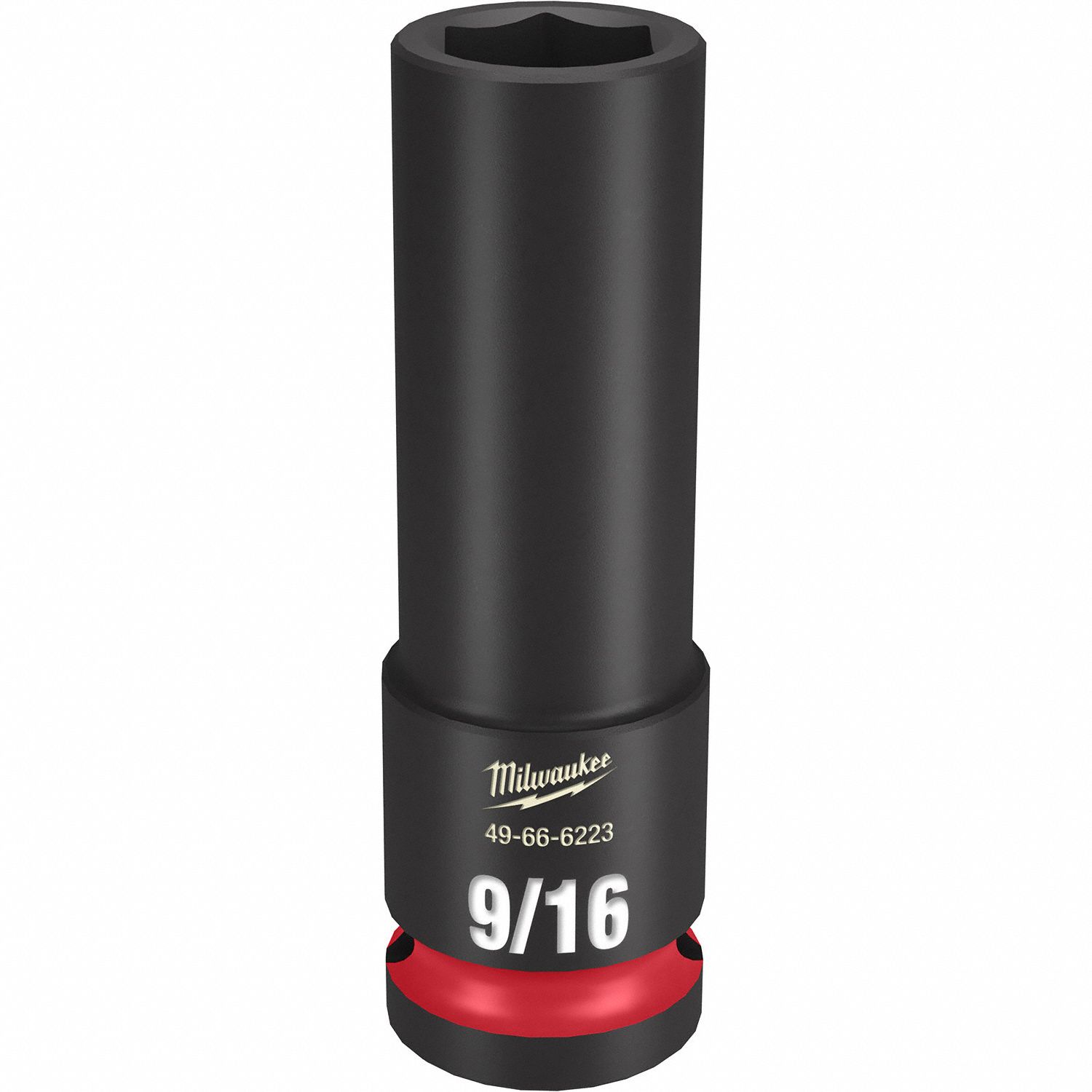 Deep Impact Socket: 1/2 in Drive Size, SAE, 9/16 in Socket Size, 6-Point, Deep, Friction