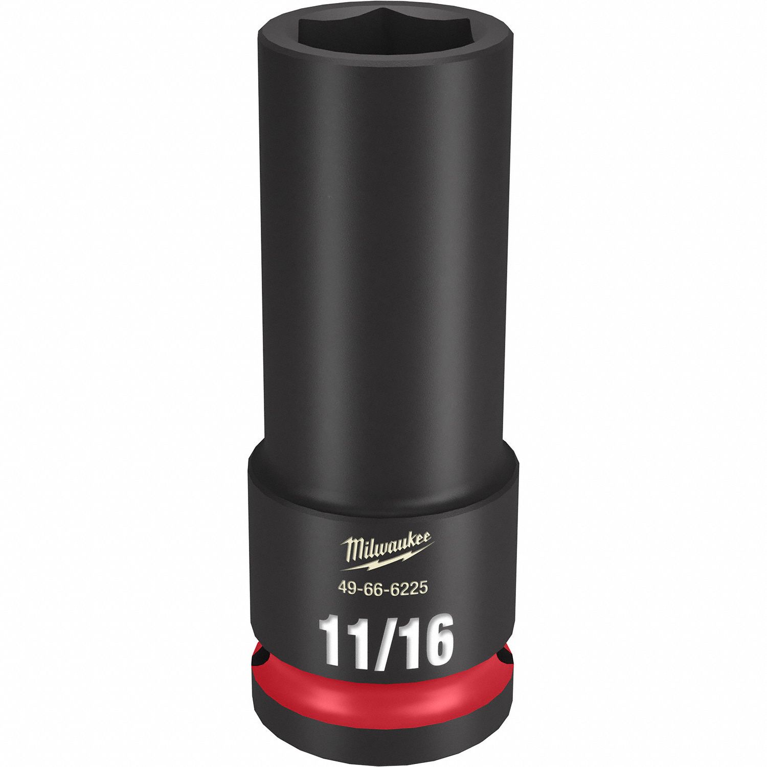 Deep Impact Socket: 1/2 in Drive Size, SAE, 11/16 in Socket Size, 6-Point, Deep, Friction