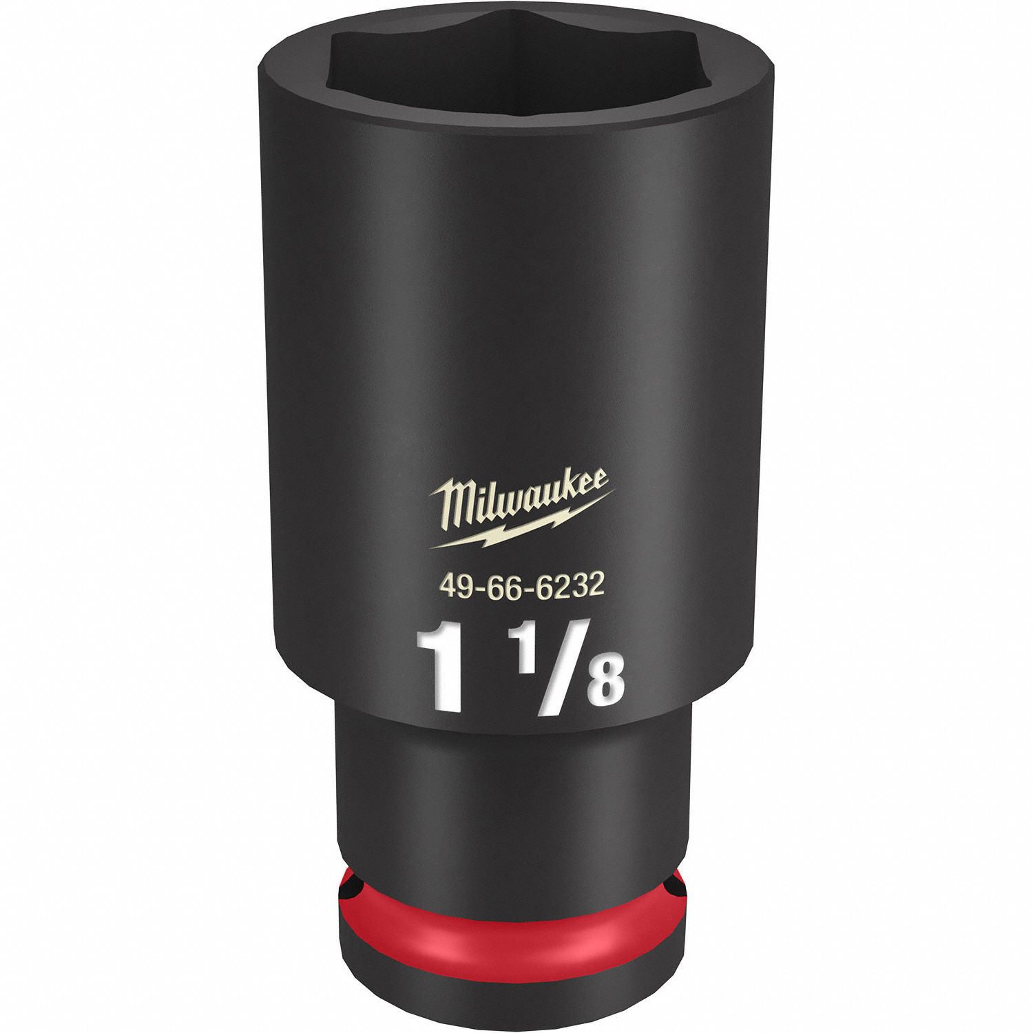 Deep Impact Socket: 1/2 in Drive Size, SAE, 1 1/8 in Socket Size, 6-Point, Deep, Friction