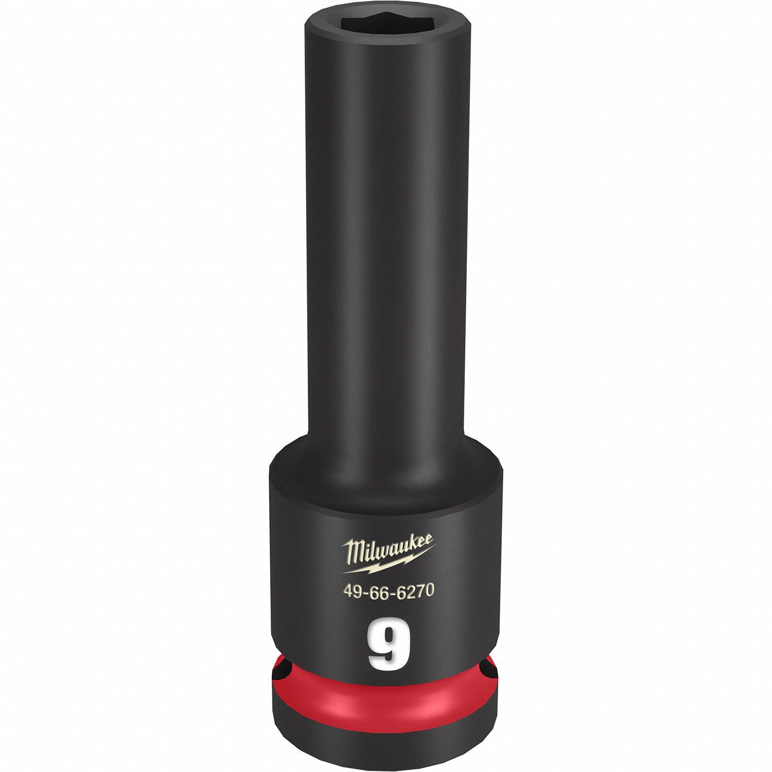 Deep Impact Socket: 1/2 in Drive Size, Metric, 9 mm Socket Size, 6-Point, Deep, Friction