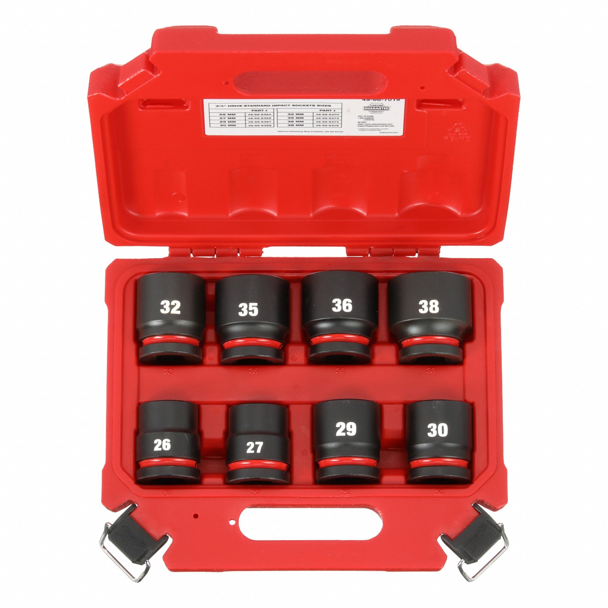 SOCKET SET,STL,8 PCS,3/4 IN DR SZ,METRIC