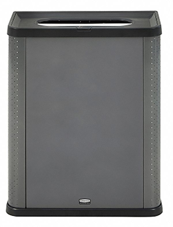 TRASH CAN, METAL, OPEN TOP, GREY, 23 GALLON CAPACITY