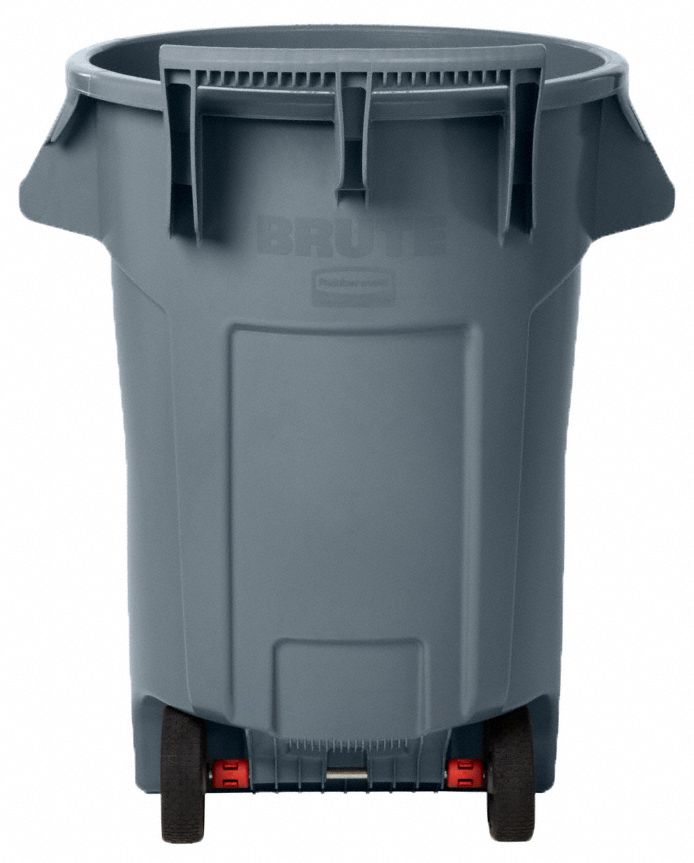 RUBBERMAID COMMERCIAL PRODUCTS Vented Trash Can, 44 gal, Wheeled, Round