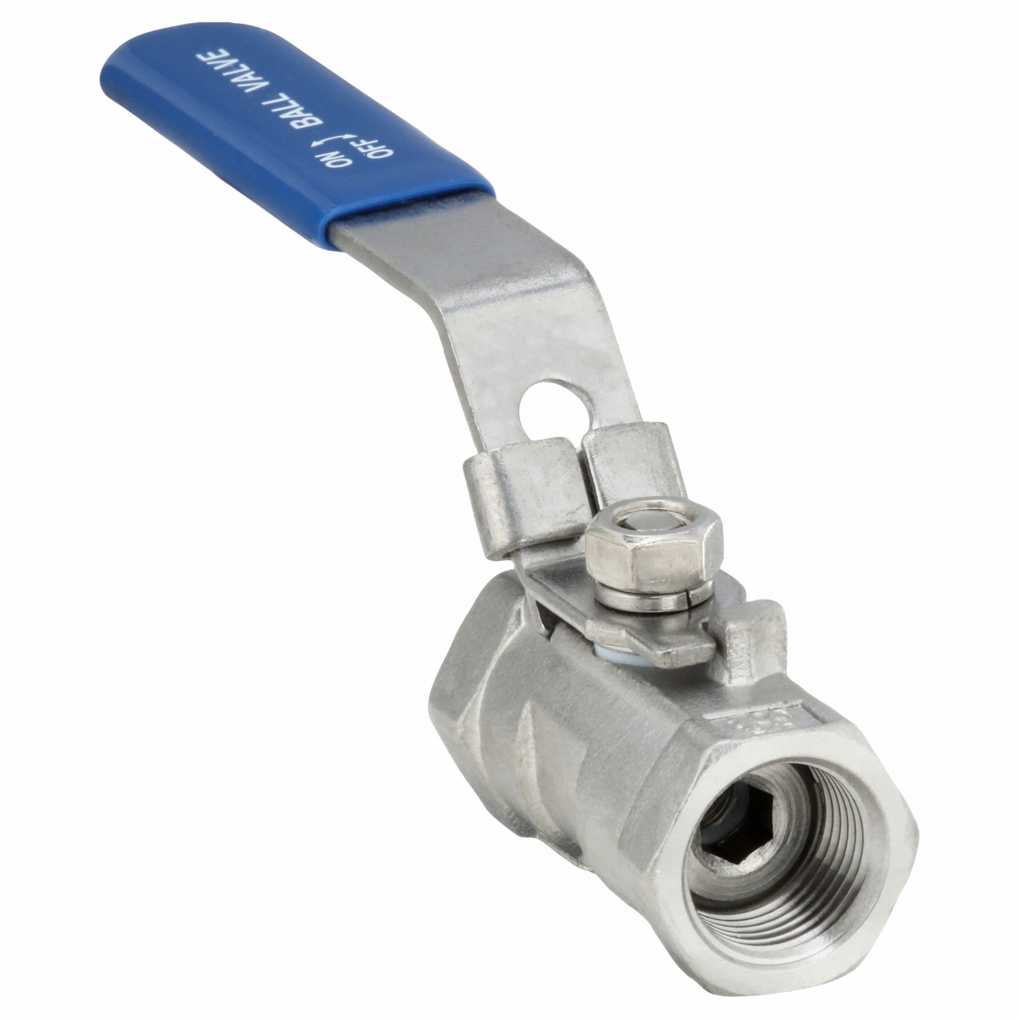 Manual Two-Way Ball Valve: 3/8 in, 304 Stainless Steel, Straight Valve Body, PTFE