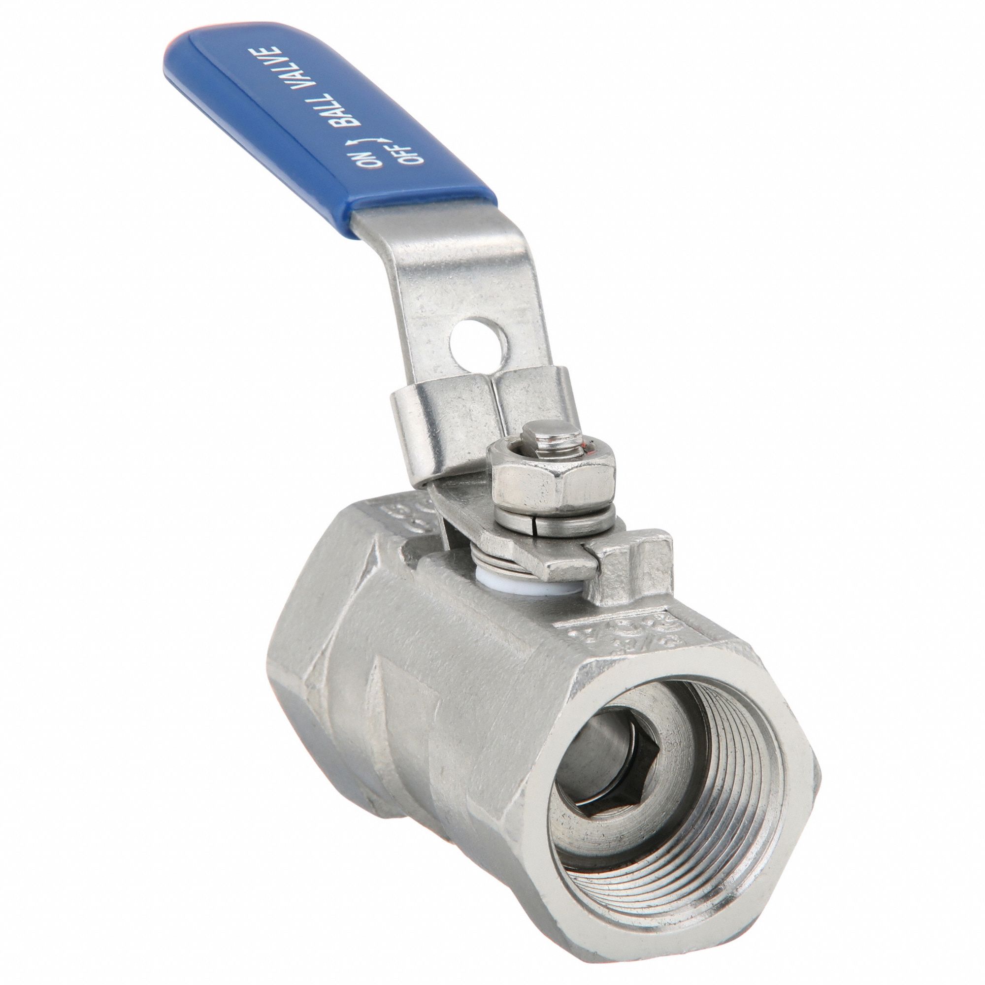 Manual Two-Way Ball Valve: 3/4 in, 304 Stainless Steel, Straight Valve Body, PTFE