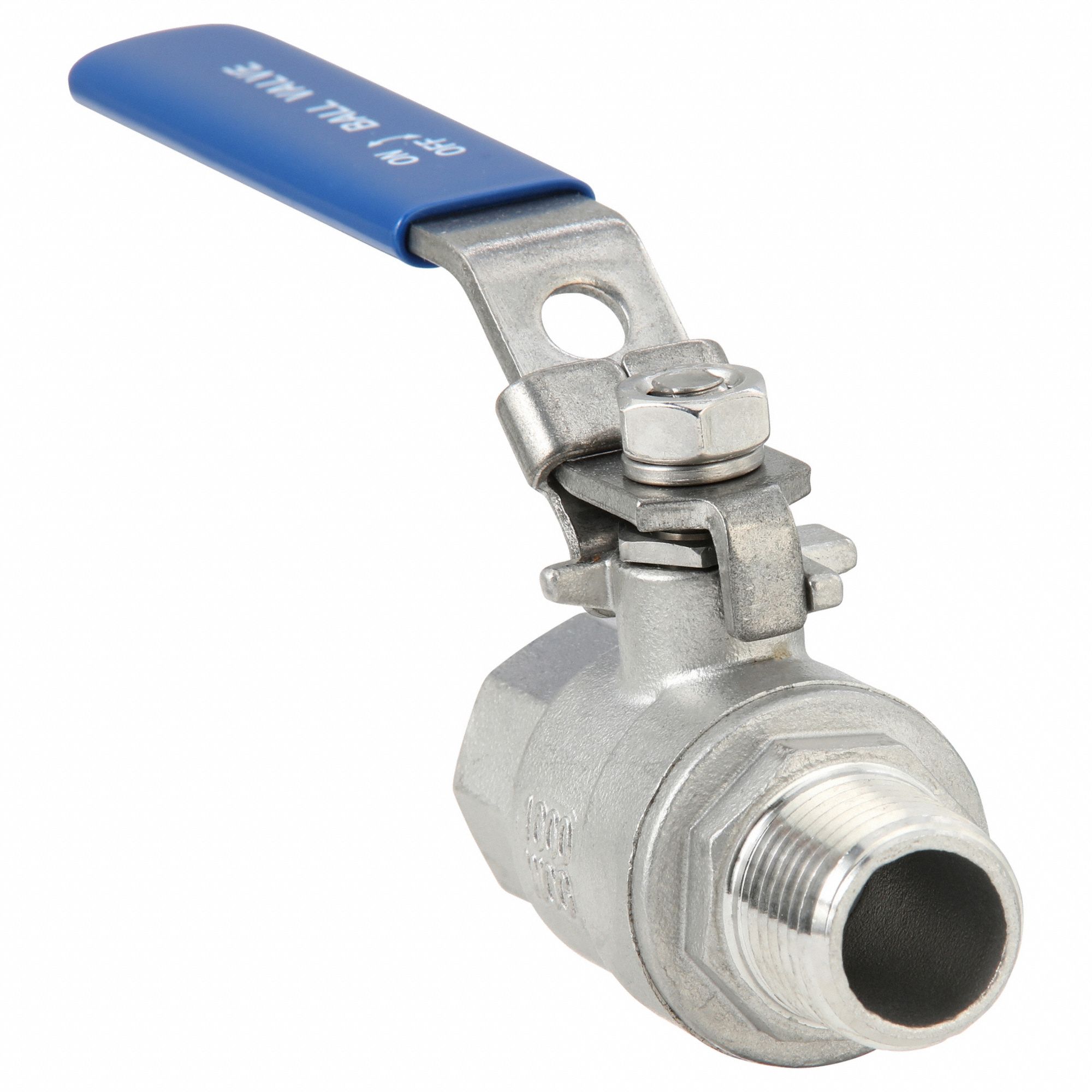 Manual Two-Way Ball Valve: 1/2 in, 304 Stainless Steel, Straight Valve Body, PTFE
