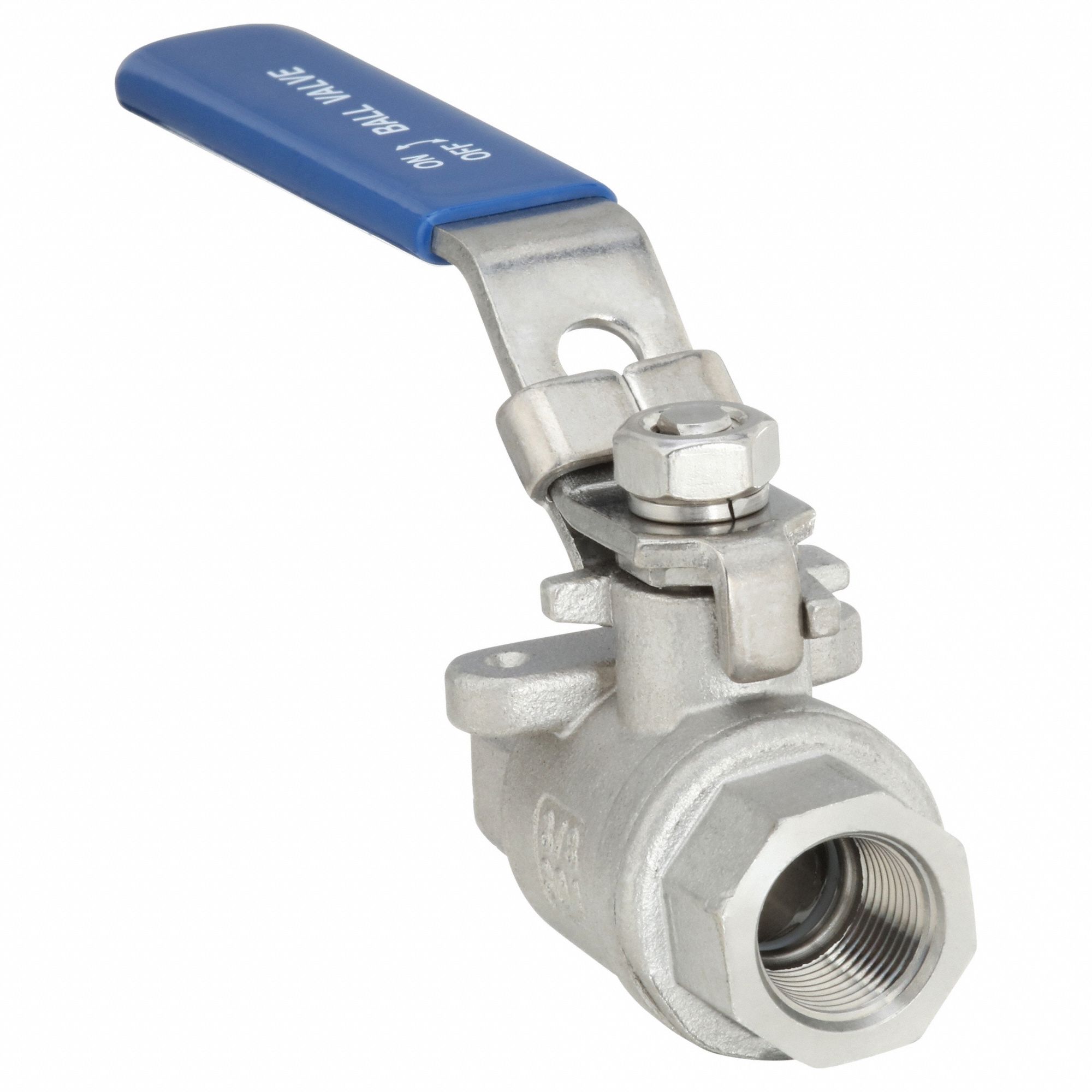 Manual Two-Way Ball Valve: 3/8 in, 304 Stainless Steel, Straight Valve Body, PTFE