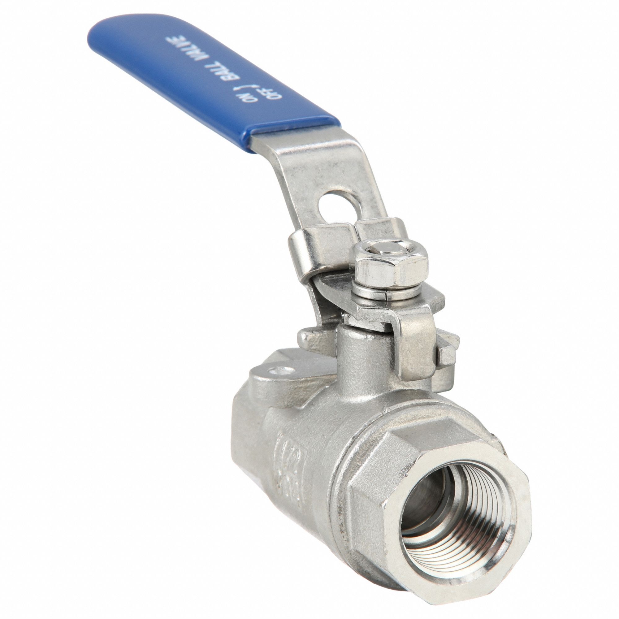 Manual Two-Way Ball Valve: 1/2 in, 304 Stainless Steel, Straight Valve Body, PTFE