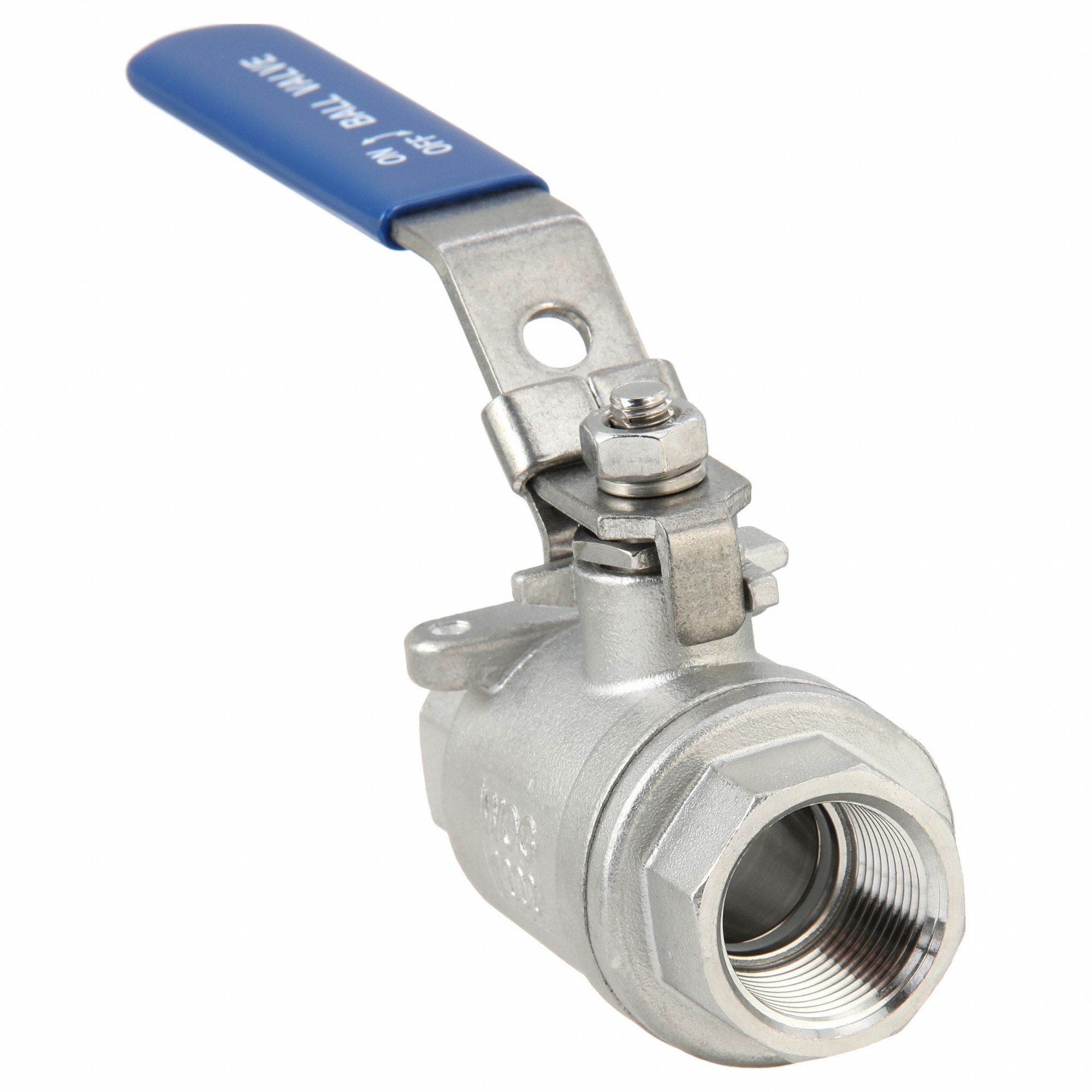 Manual Two-Way Ball Valve: 3/4 in, 304 Stainless Steel, Straight Valve Body, PTFE