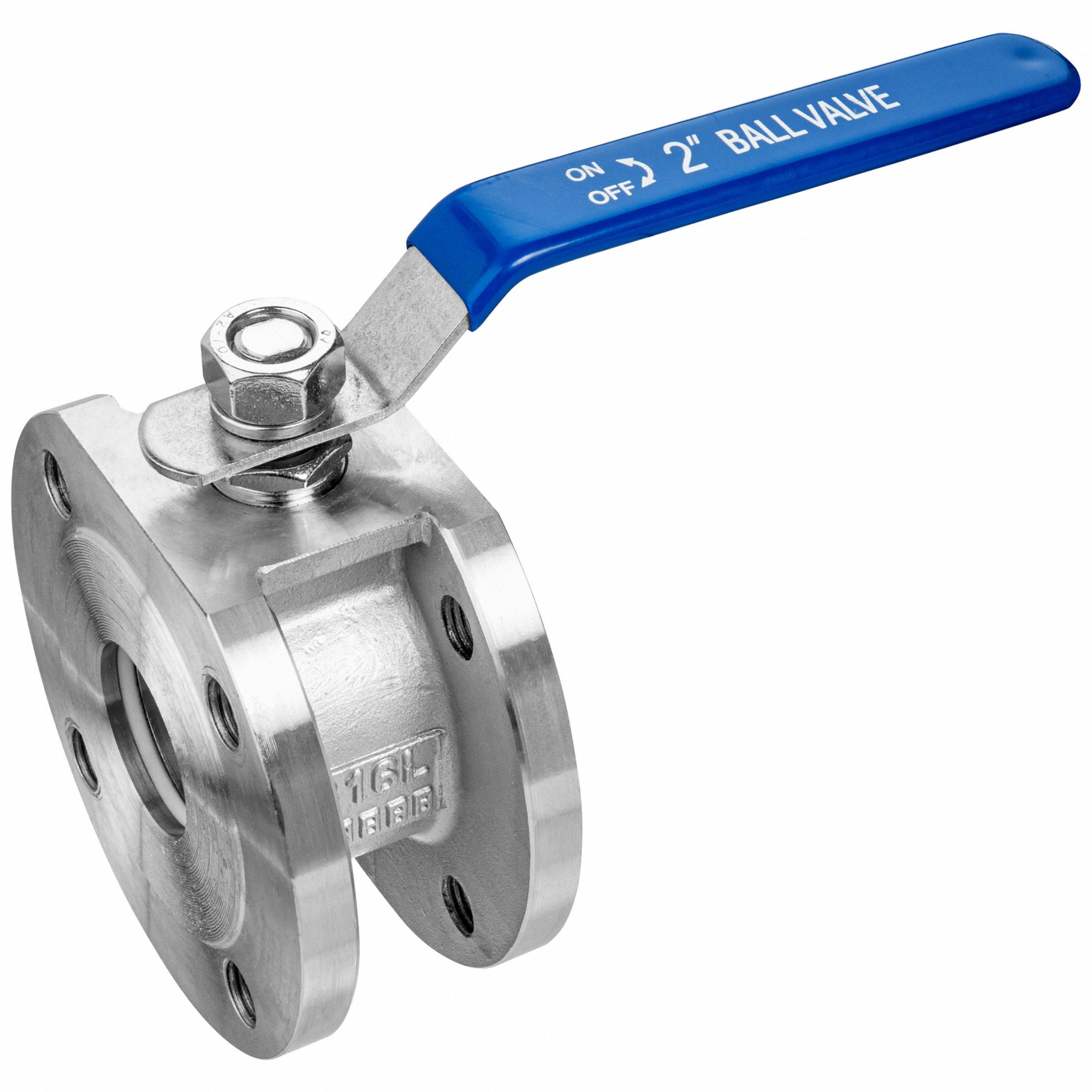 Manual Two-Way Ball Valve: 1 1/2 in, 316 Stainless Steel, Straight Valve Body, Lever