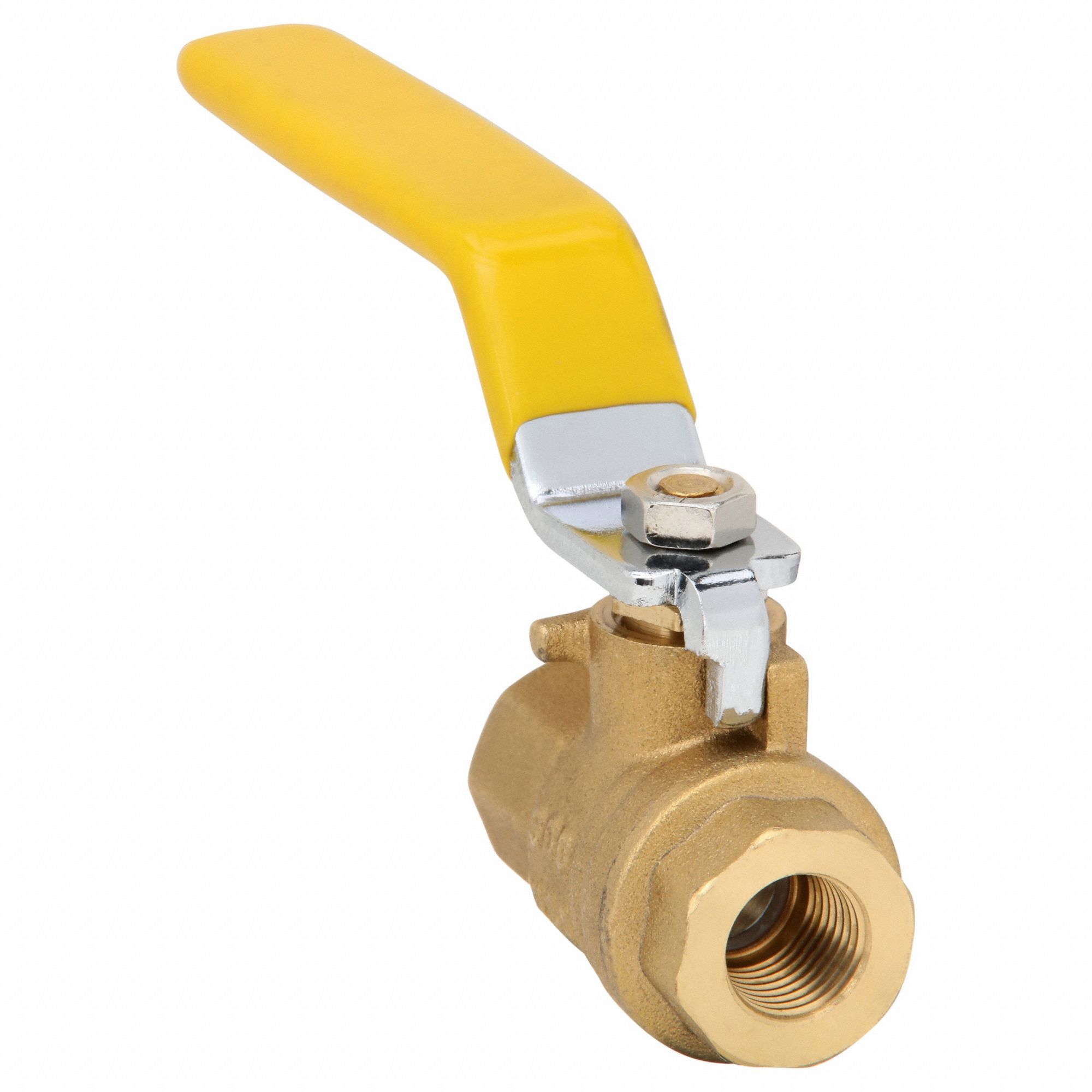 Manual Two-Way Ball Valve: 1/4 in, Brass, Straight, FBSPT x FBSPT, Two-Piece, Lever