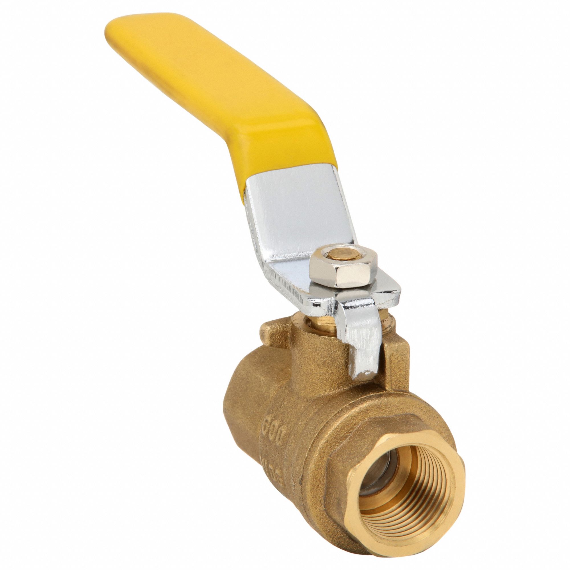 Manual Two-Way Ball Valve: 3/8 in, Brass, Straight, FBSPT x FBSPT, Two-Piece, Lever