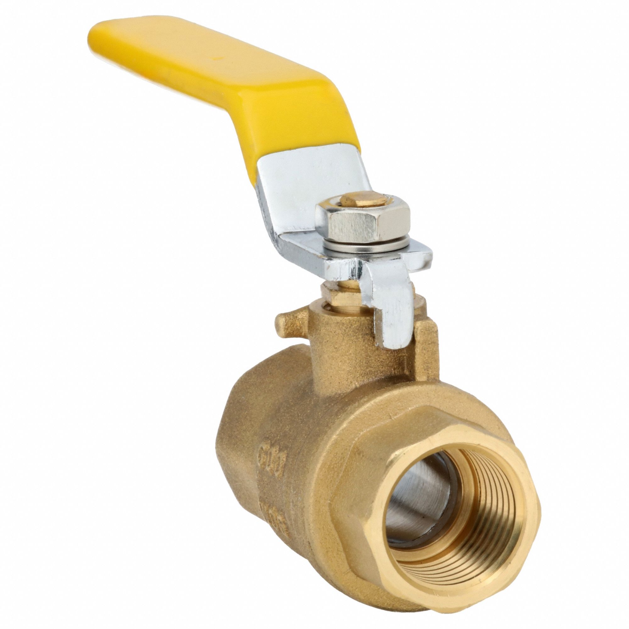 Manual Two-Way Ball Valve: 1/2 in, Brass, Straight, FBSPT x FBSPT, Two-Piece, Lever