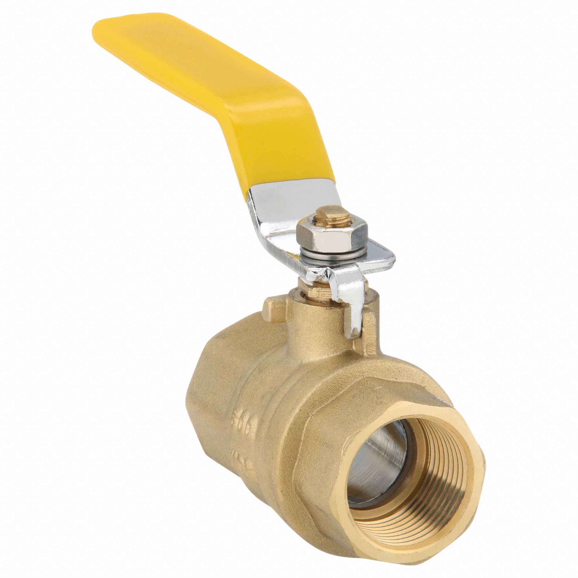 Manual Two-Way Ball Valve: 3/4 in, Brass, Straight, FBSPT x FBSPT, Two-Piece, Lever