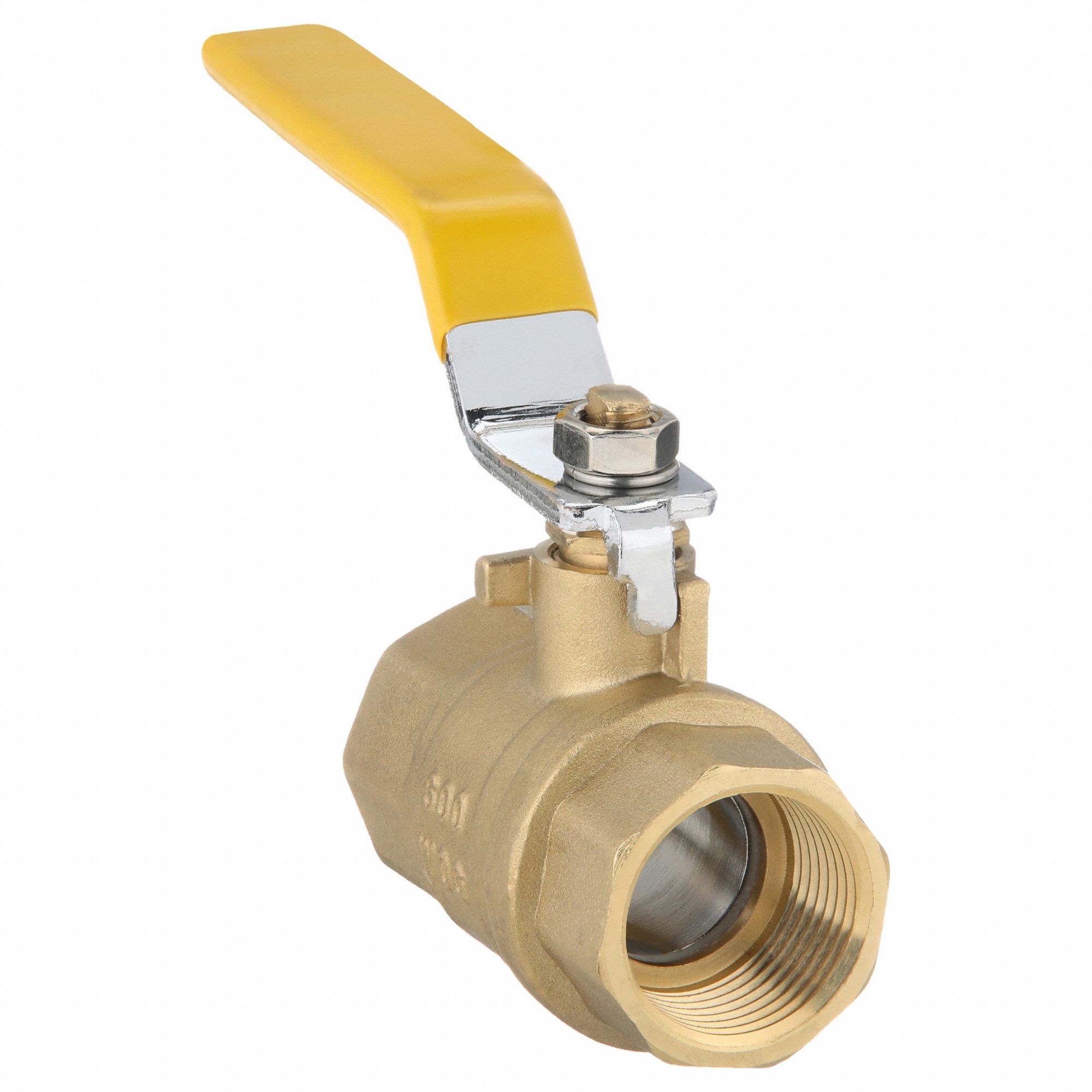 Manual Two-Way Ball Valve: 1 in, Brass, Straight, FBSPT x FBSPT, Full Port Ball Port