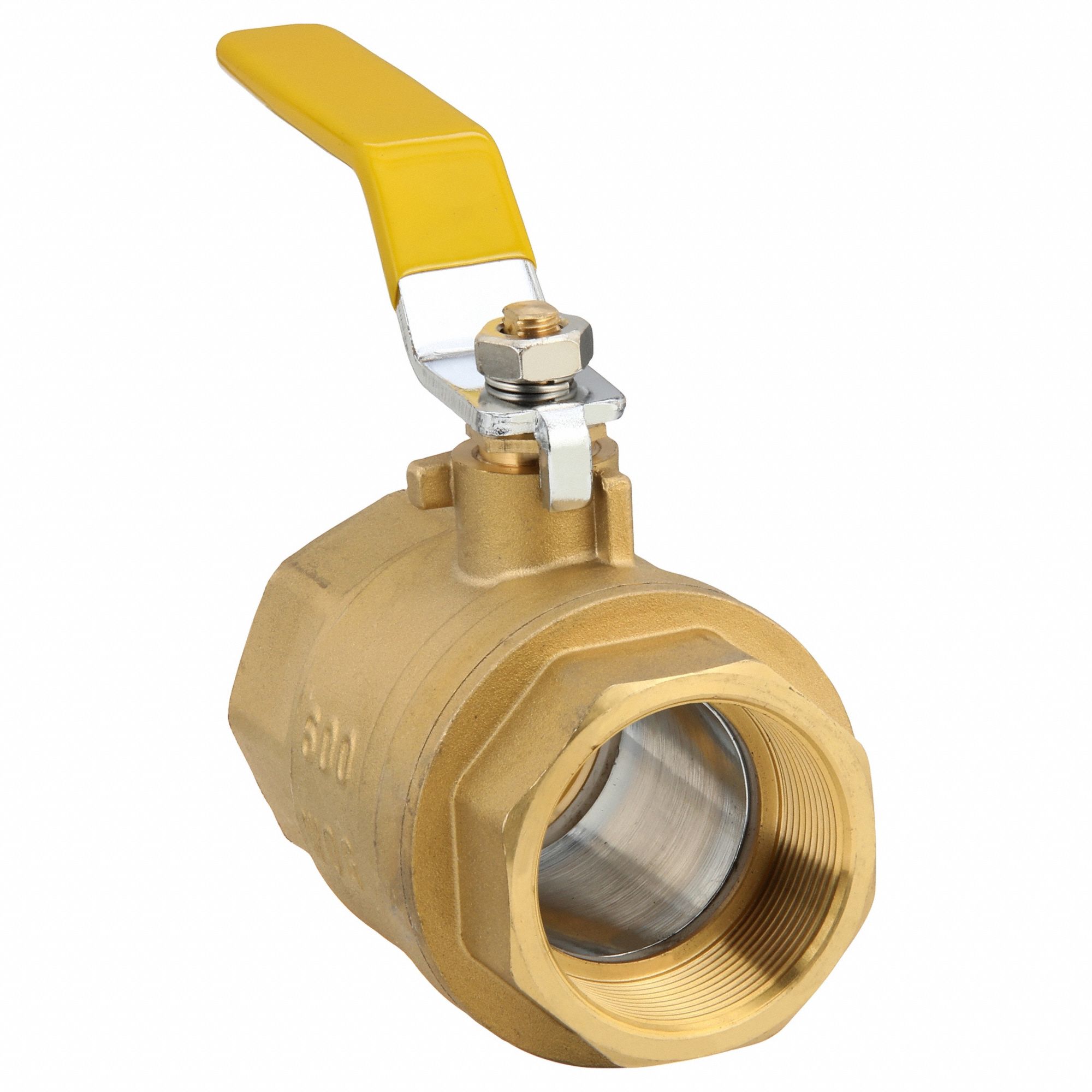 Manual Two-Way Ball Valve: 2 in, Brass, Straight, FBSPT x FBSPT, Full Port Ball Port