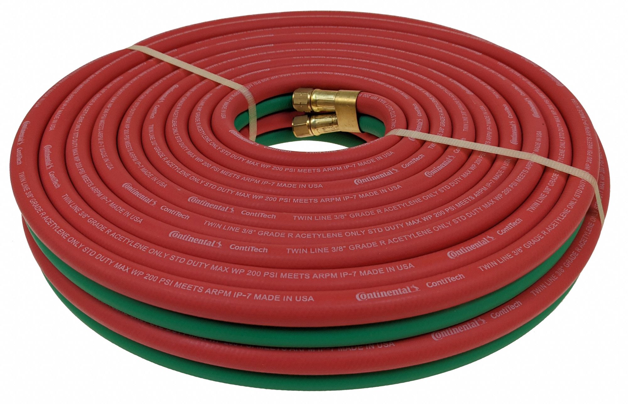 TWIN LINE WELDING HOSE, ⅜ IN HOSE ID, GREEN/RED, BB X BB, 25 FT HOSE LENGTH